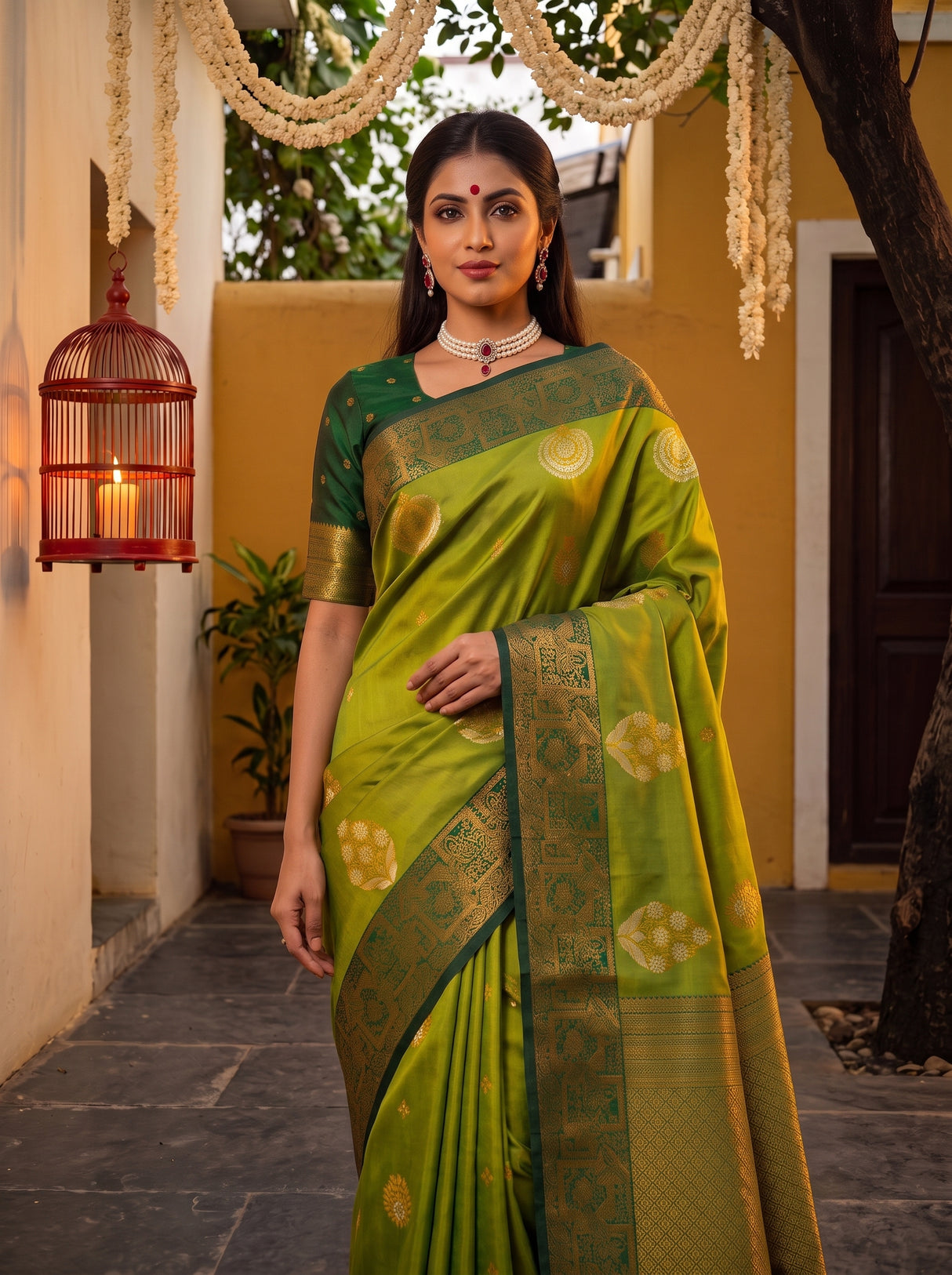MIMOSA Olive Saree Saree — pose 10 styling detail