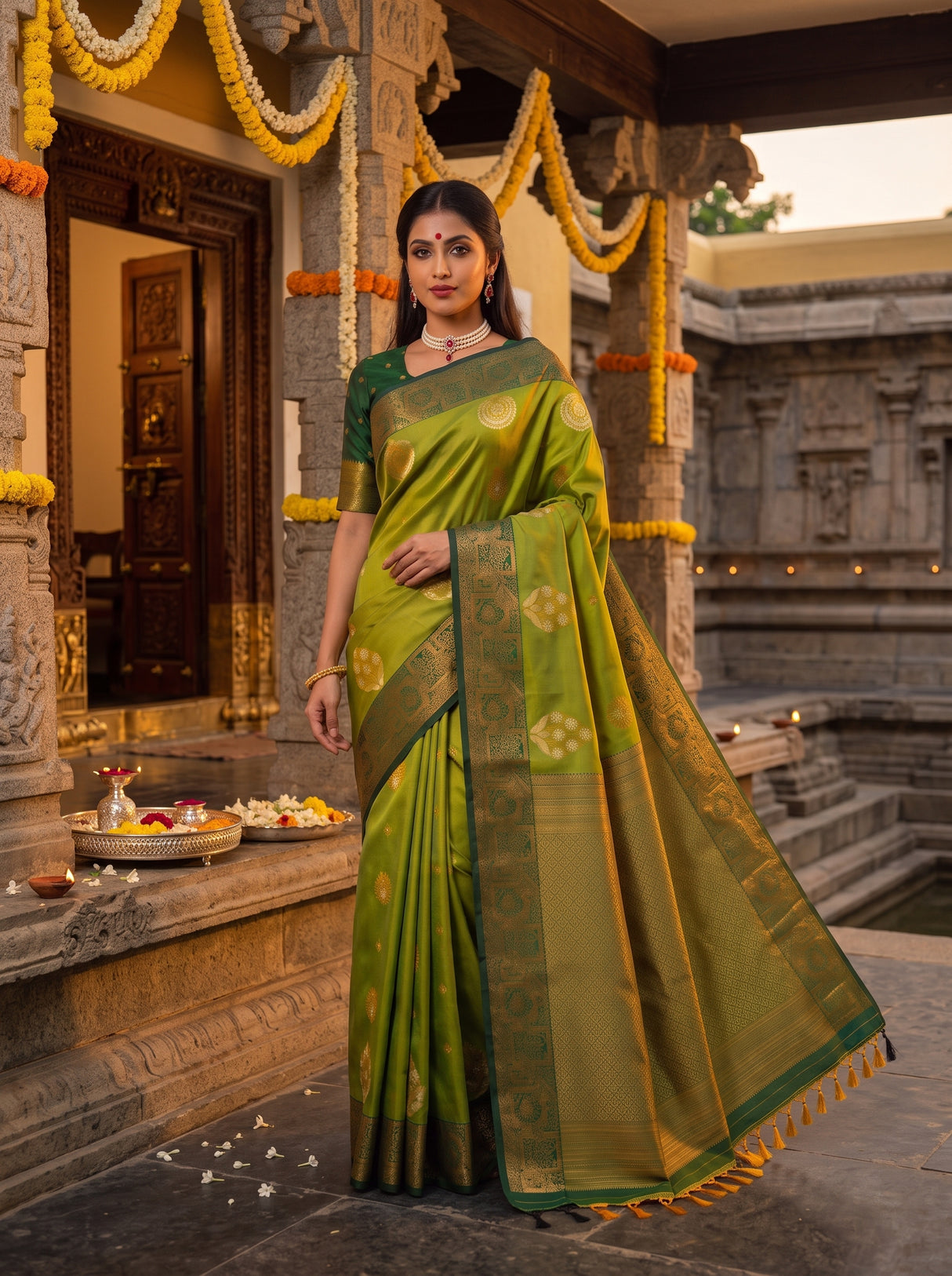 MIMOSA Olive Saree Saree — pose 6 styling detail
