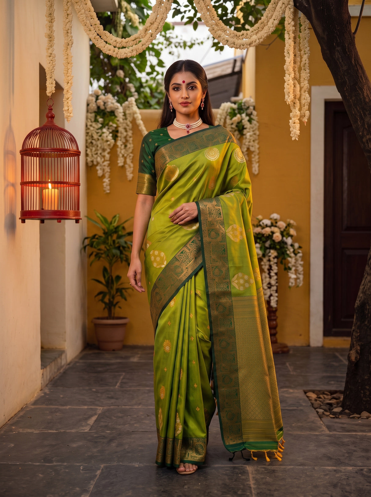 MIMOSA Olive Saree Saree — pose 7 styling detail
