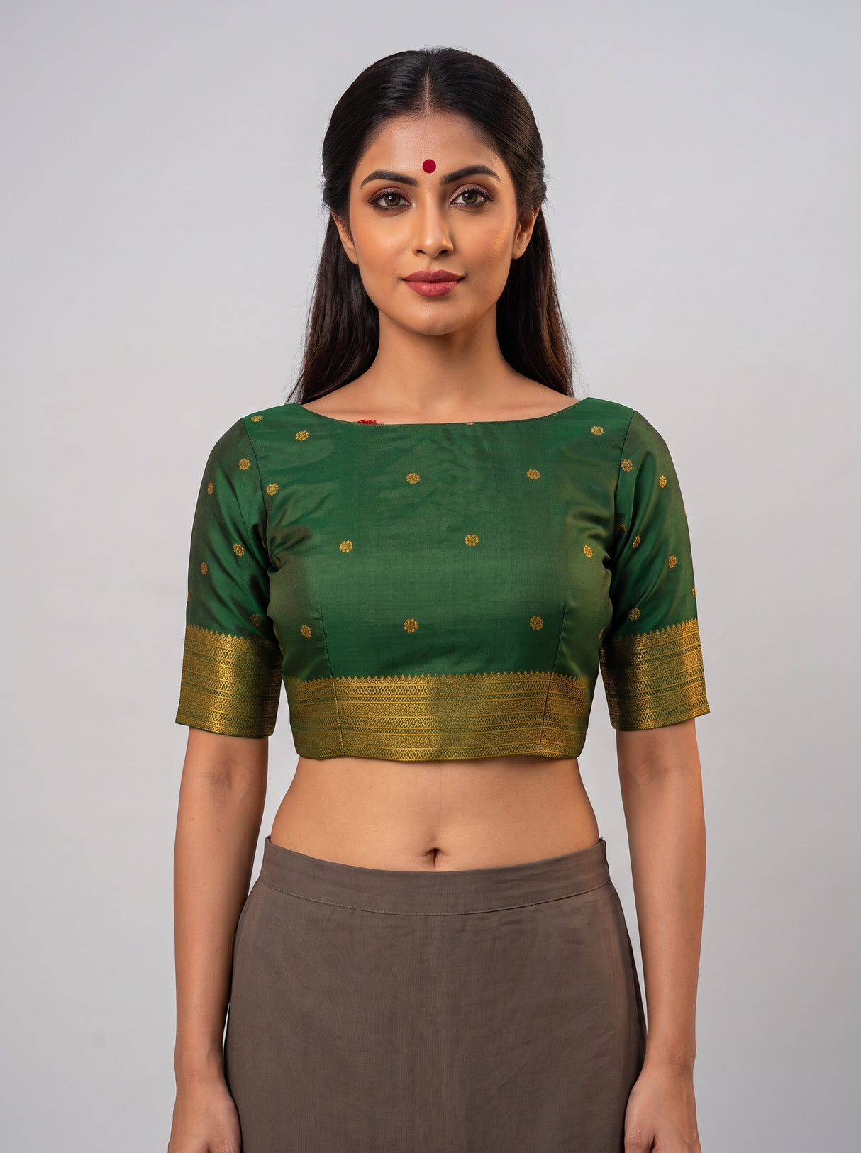 MIMOSA Olive Saree Saree — blouse close-up