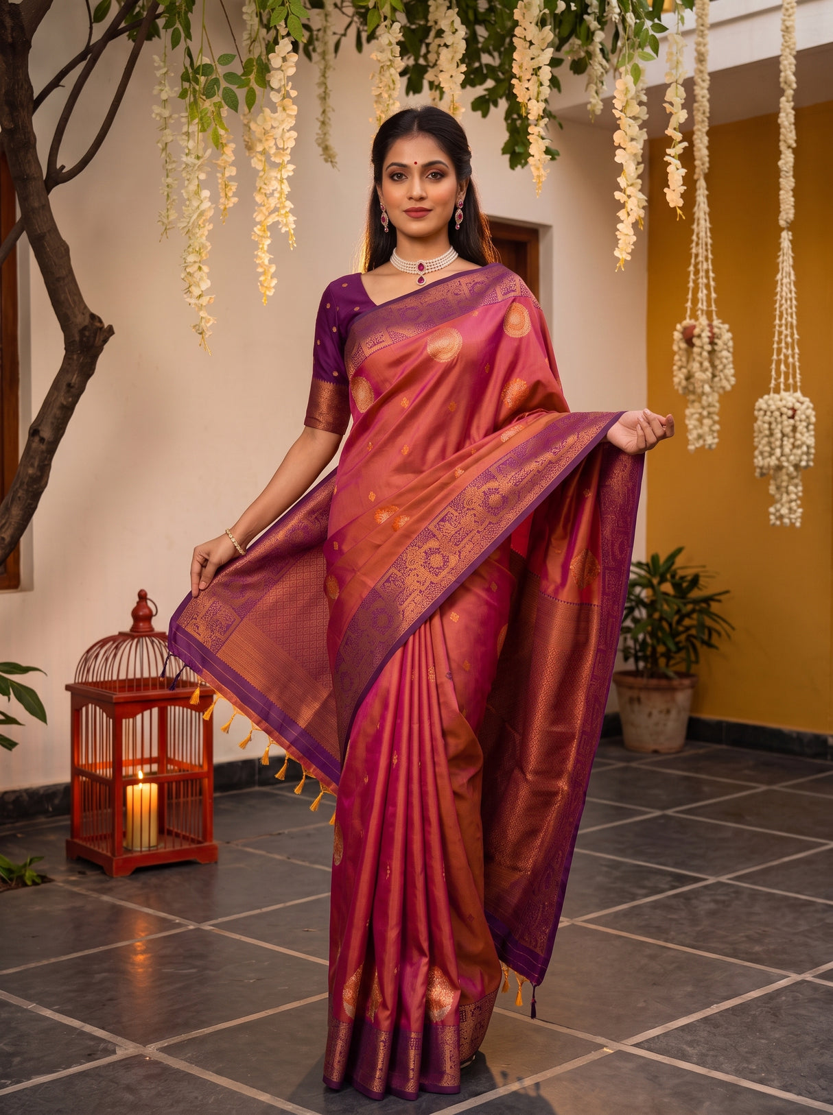 MIMOSA Peach Saree Saree — pose 6 styling detail