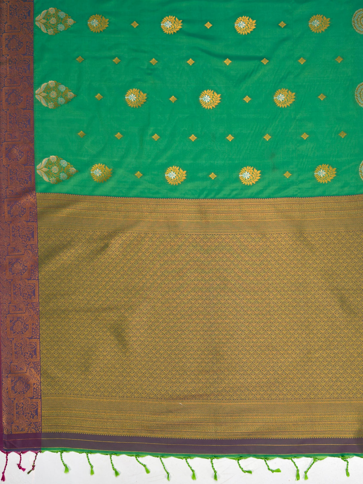 MIMOSA Rama Saree Saree — pallu and zari work detail