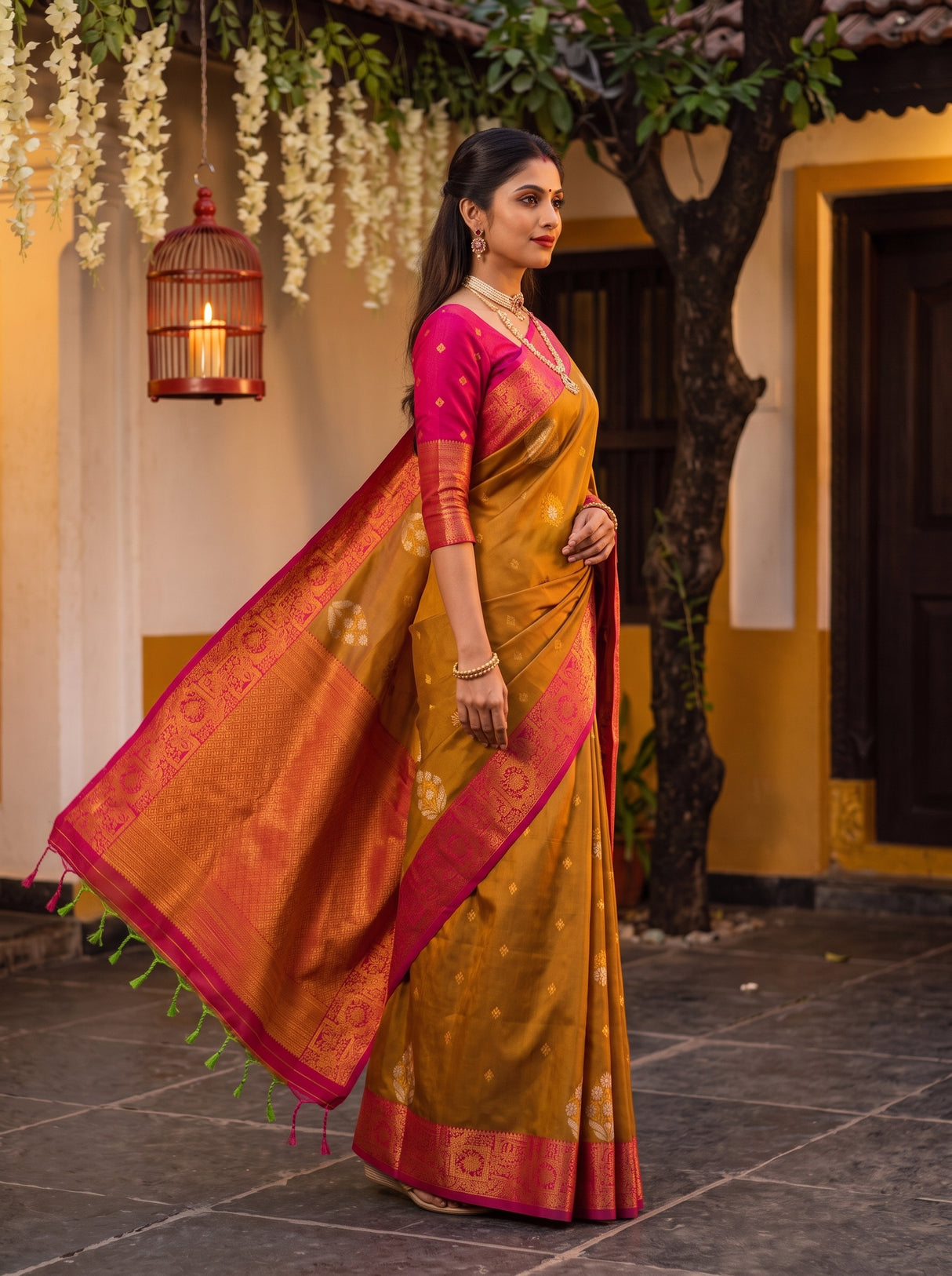 MIMOSA Rust Saree Saree — pose 6 styling detail