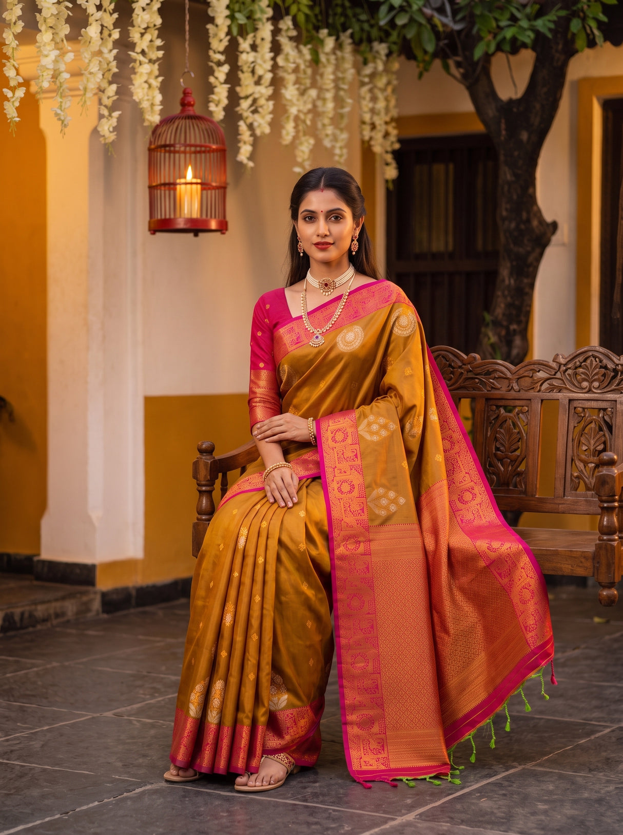 MIMOSA Rust Saree Saree — pose 8 styling detail