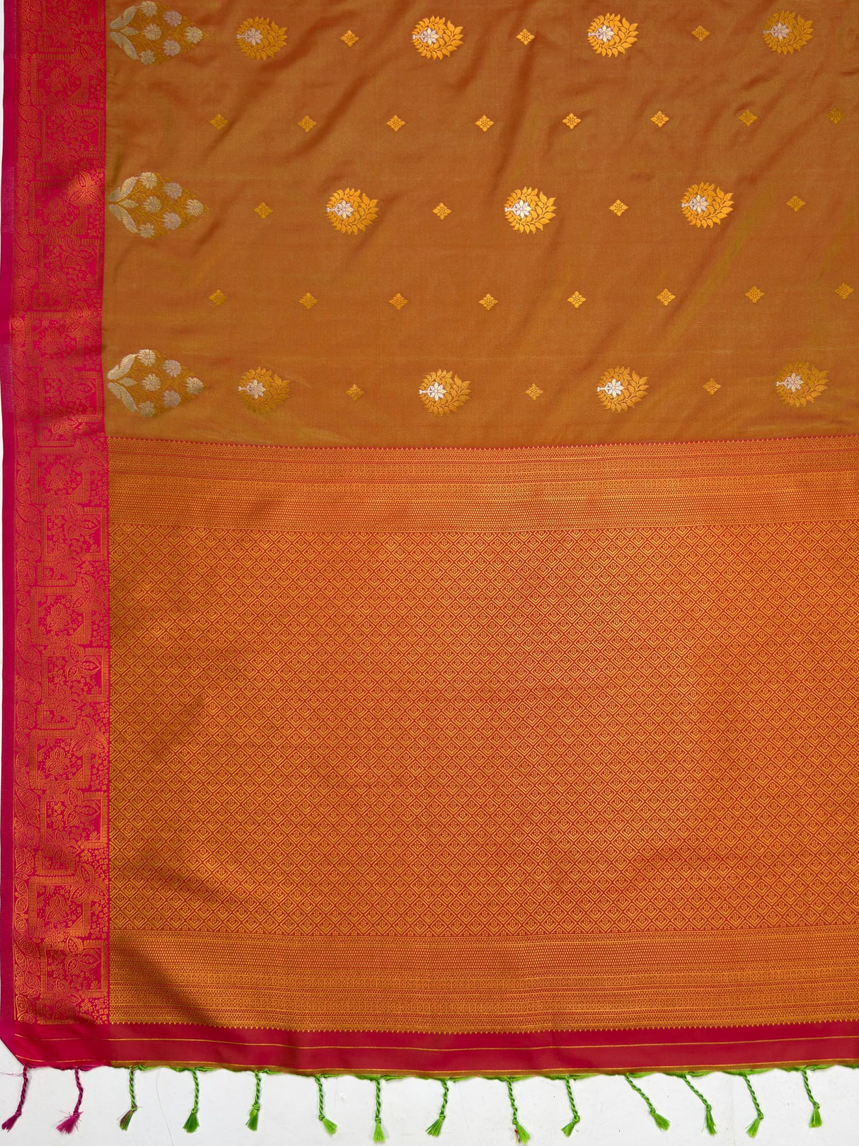 MIMOSA Rust Saree Saree — pallu and zari work detail