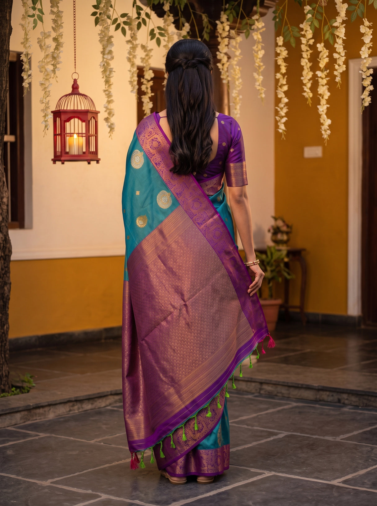 MIMOSA Sapphire Kanjivaram Art Silk Saree — Saree shot