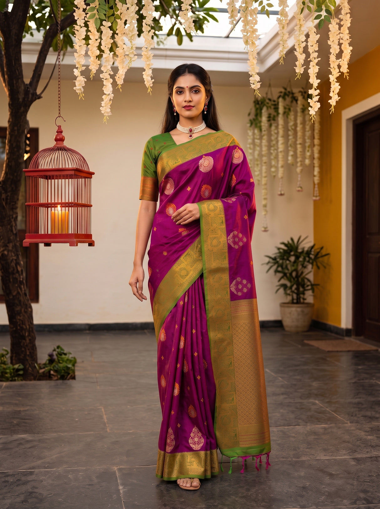 MIMOSA Wine Saree Saree — pose 7 styling detail