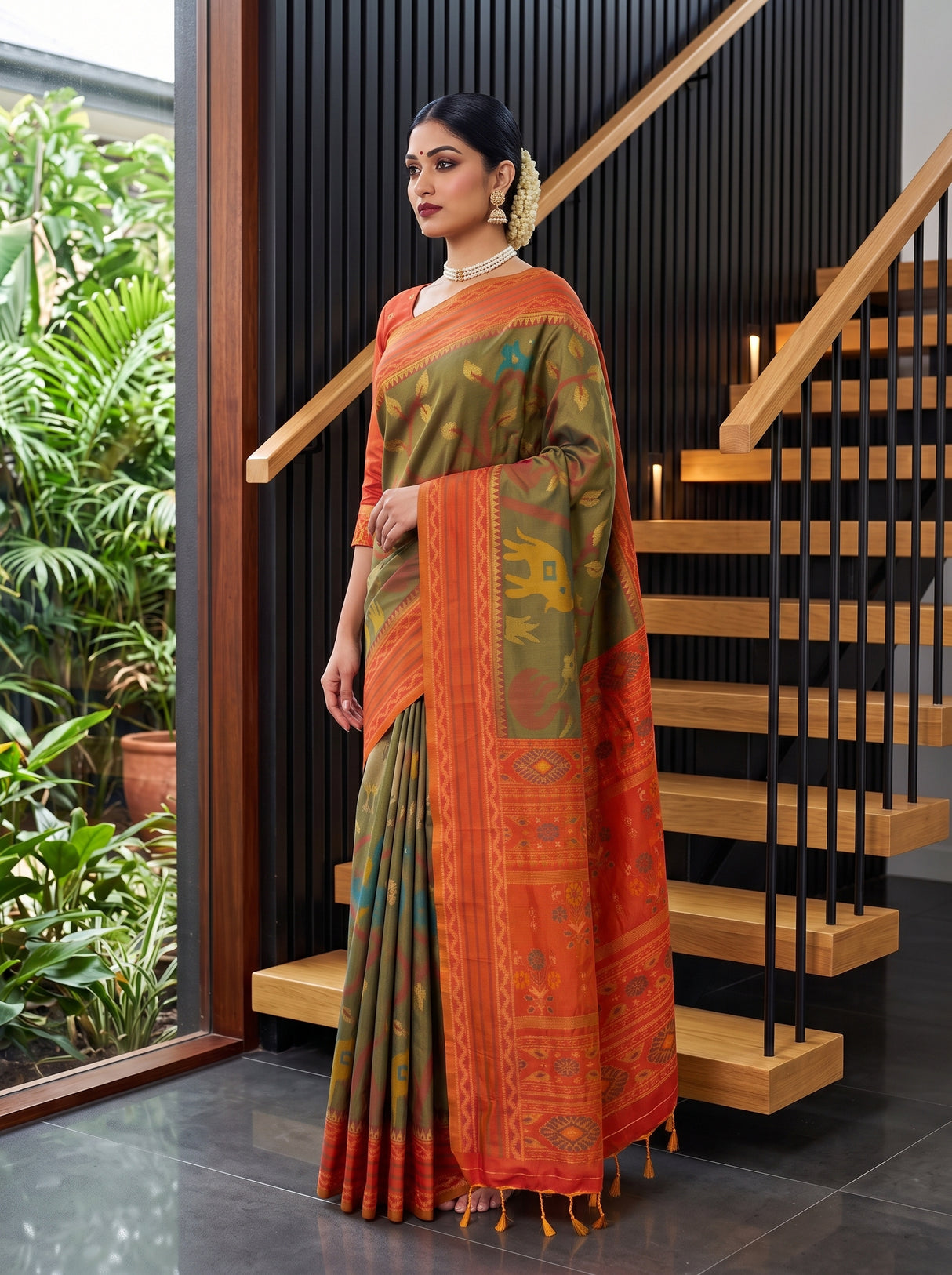 MIMOSA Chiku Saree Saree — pose 3 styling detail