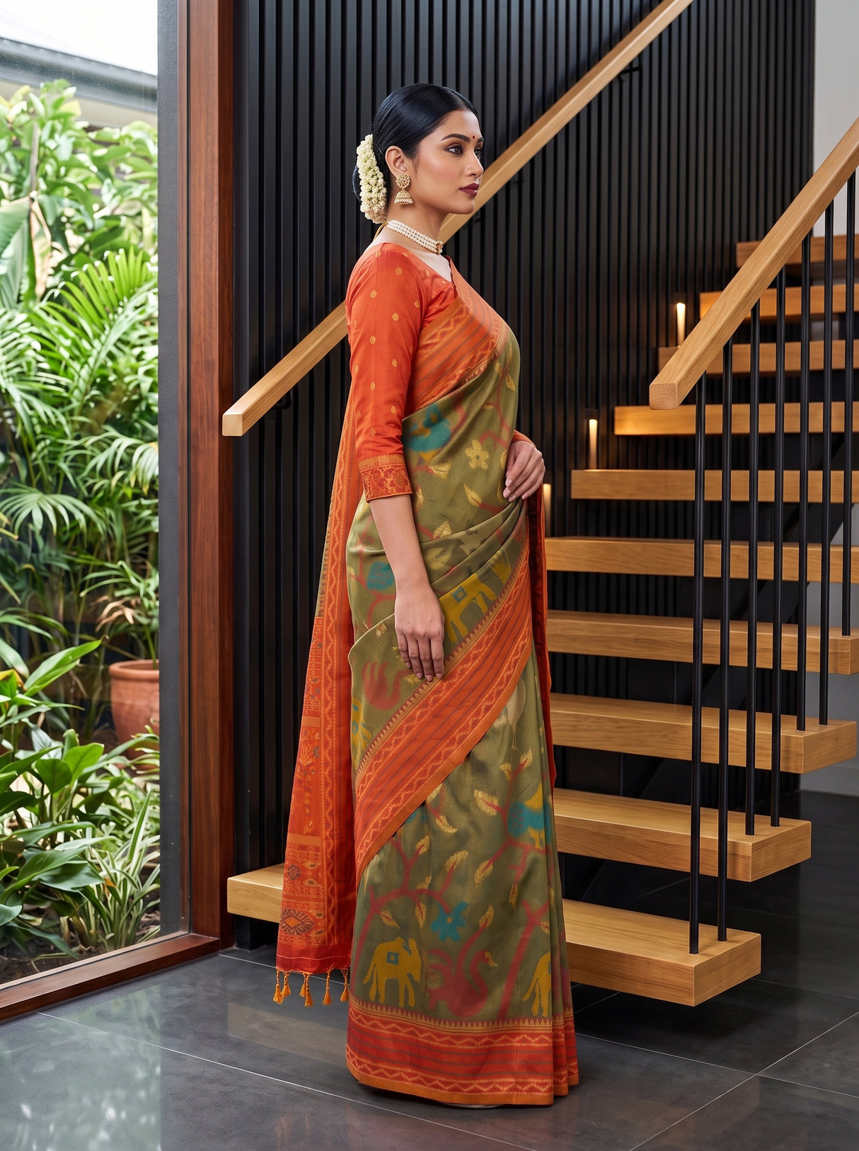 MIMOSA Chiku Saree Saree — pose 5 styling detail