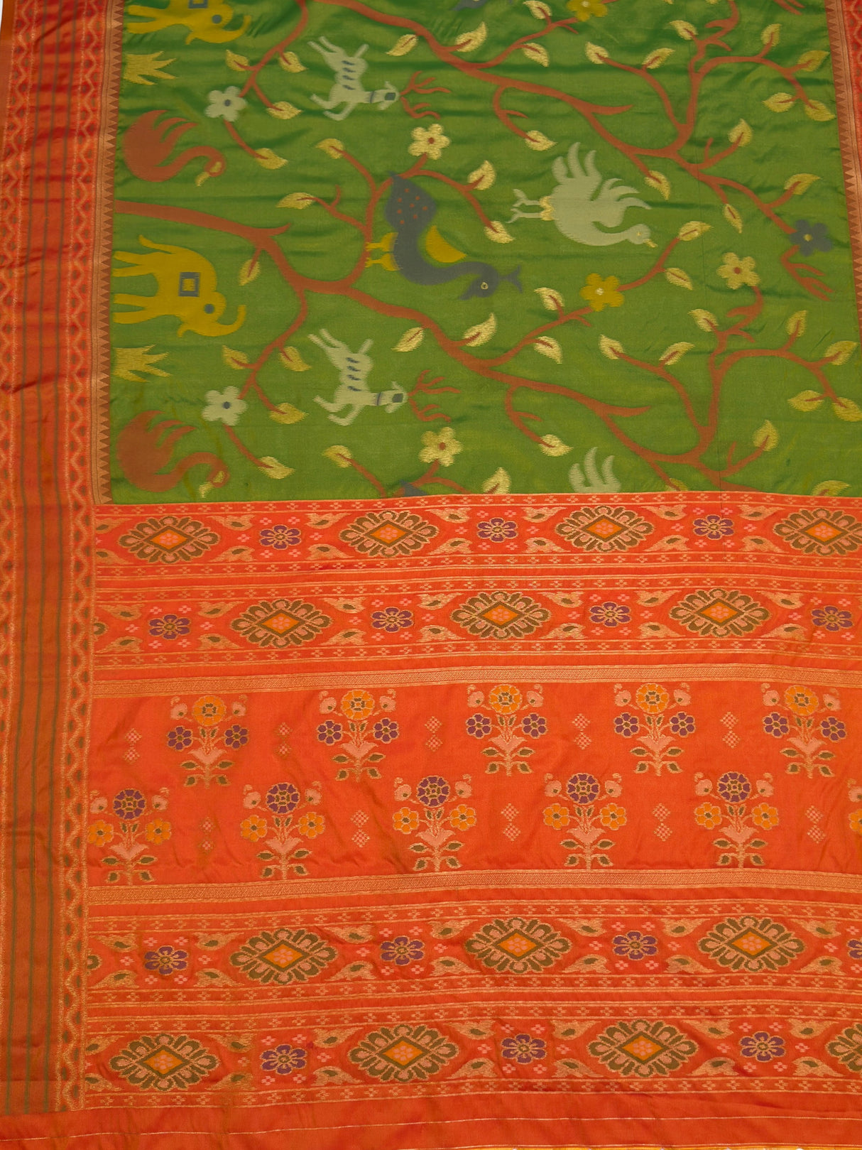 MIMOSA Green Saree Saree — pallu and zari work detail
