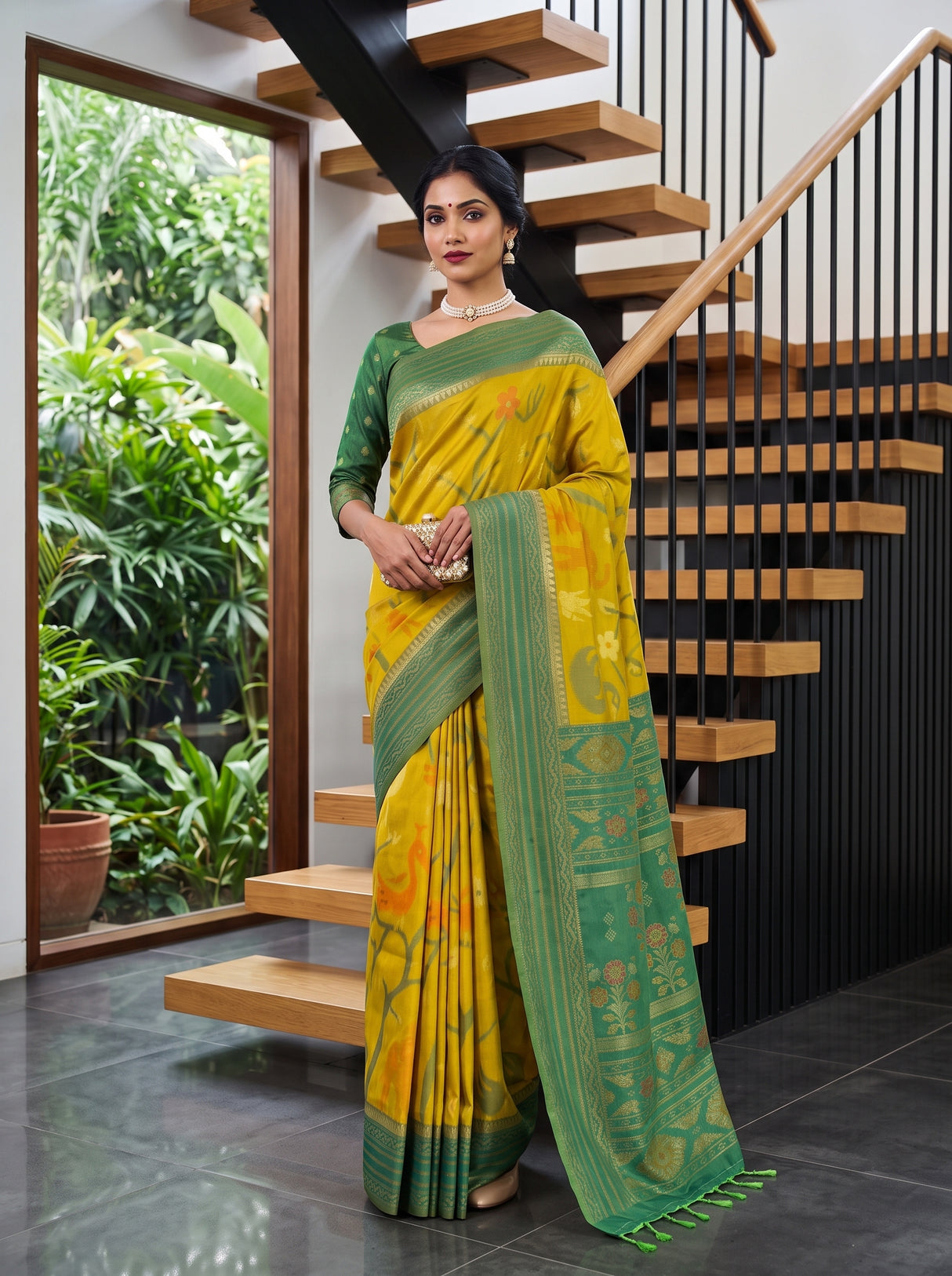MIMOSA Olive Saree Saree — pose 10 styling detail