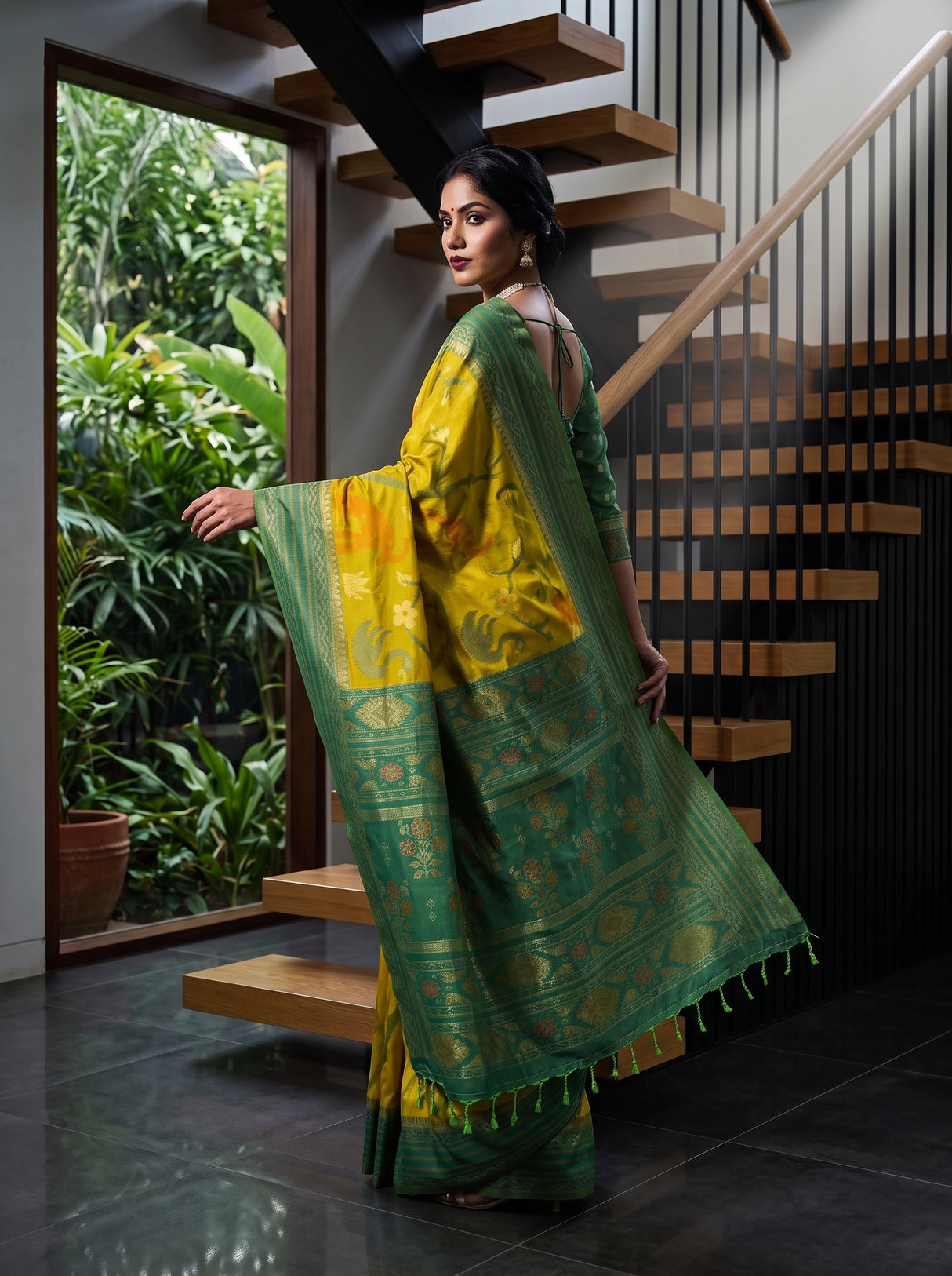 MIMOSA Olive Saree Saree — pose 6 styling detail