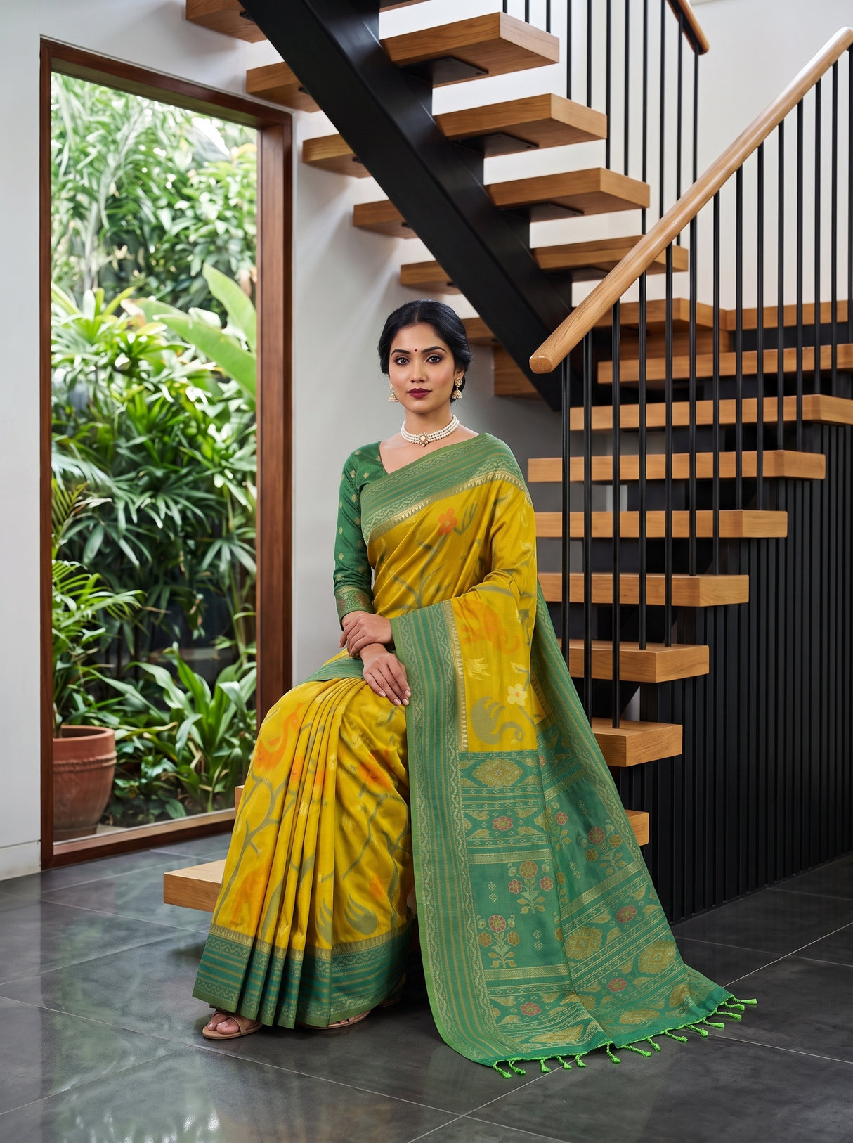 MIMOSA Olive Saree Saree — pose 8 styling detail