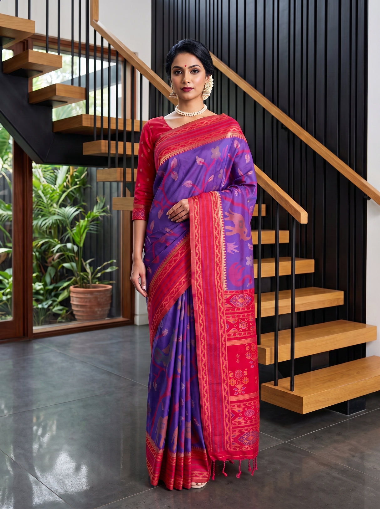 MIMOSA Purple Saree Saree — pose 6 styling detail