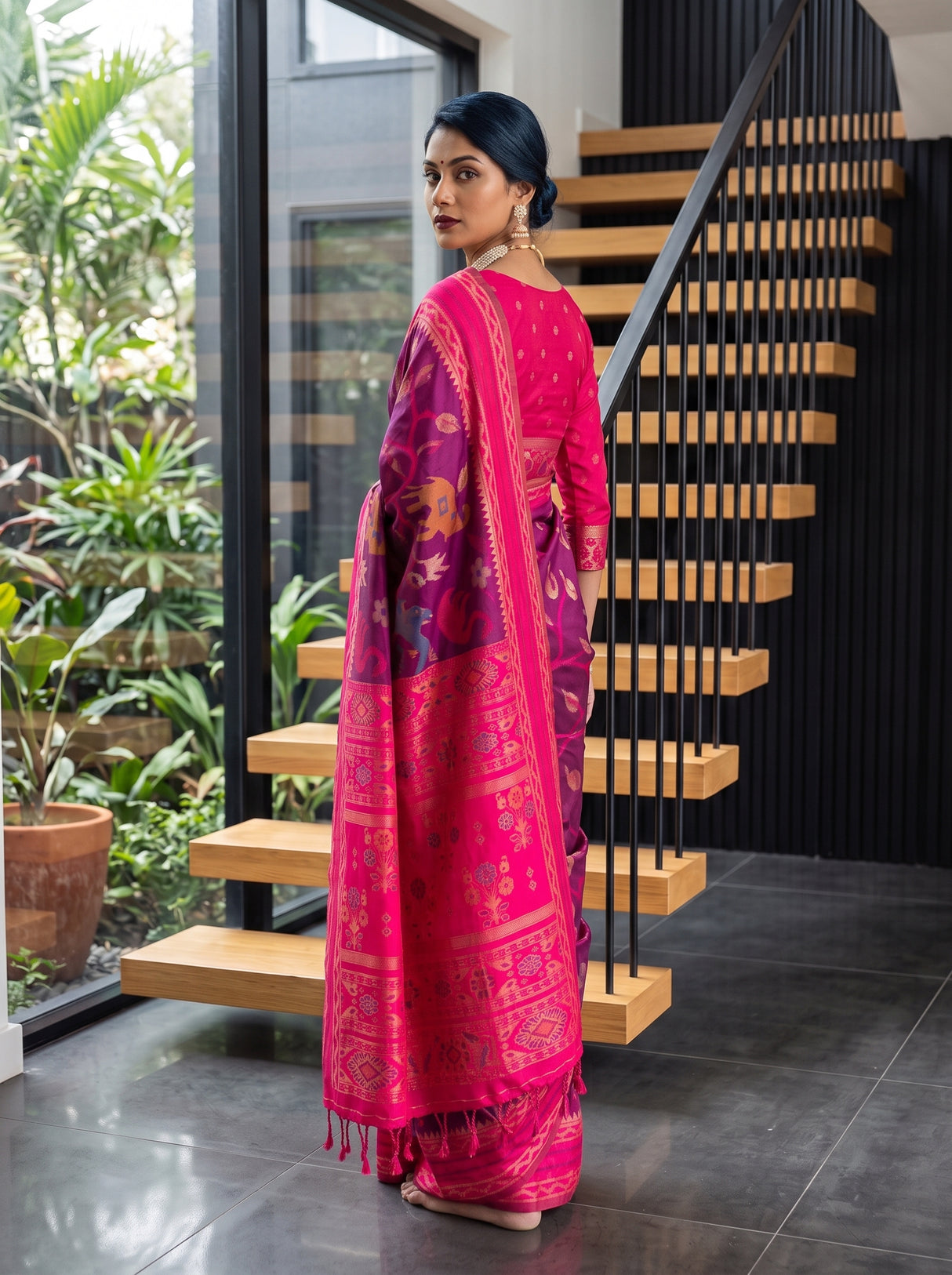 MIMOSA Wine Saree Saree — pose 9 styling detail