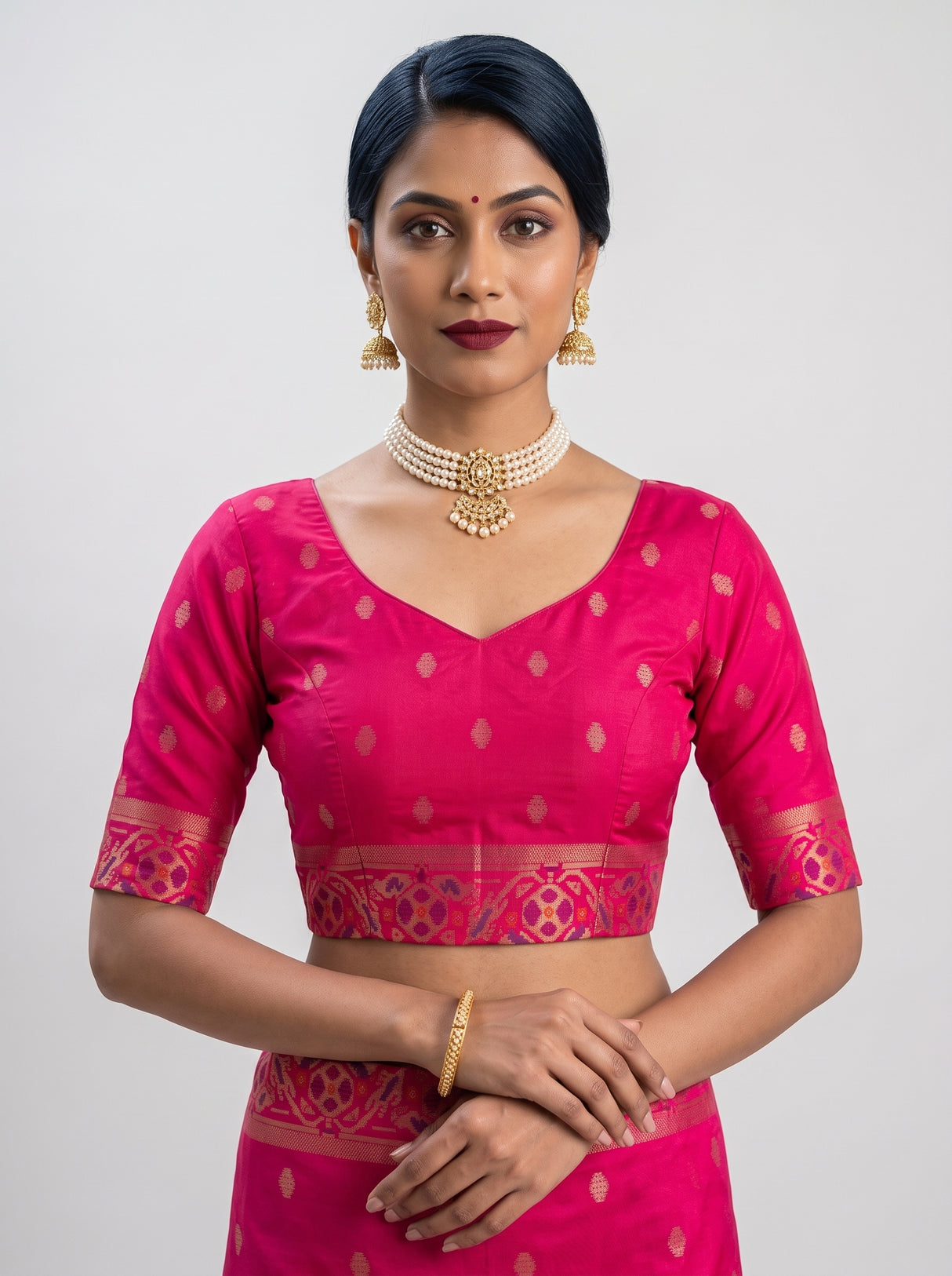 MIMOSA Wine Saree Saree — blouse close-up