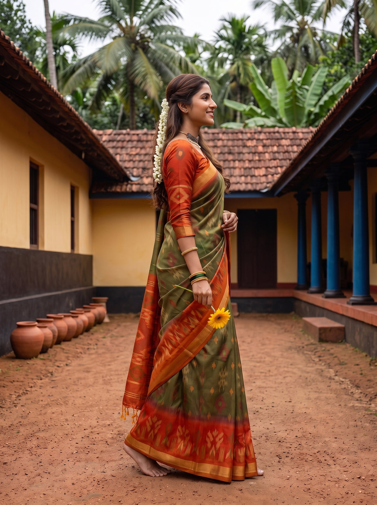 MIMOSA Chiku Saree Saree — pose 3 styling detail