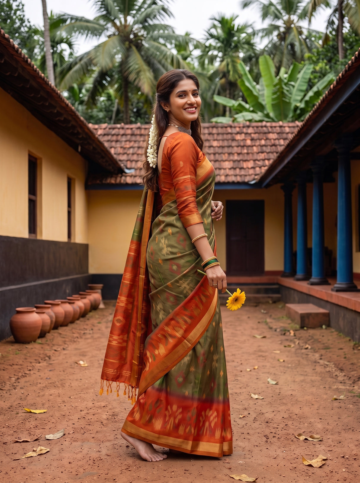 MIMOSA Chiku Saree Saree — pose 5 styling detail