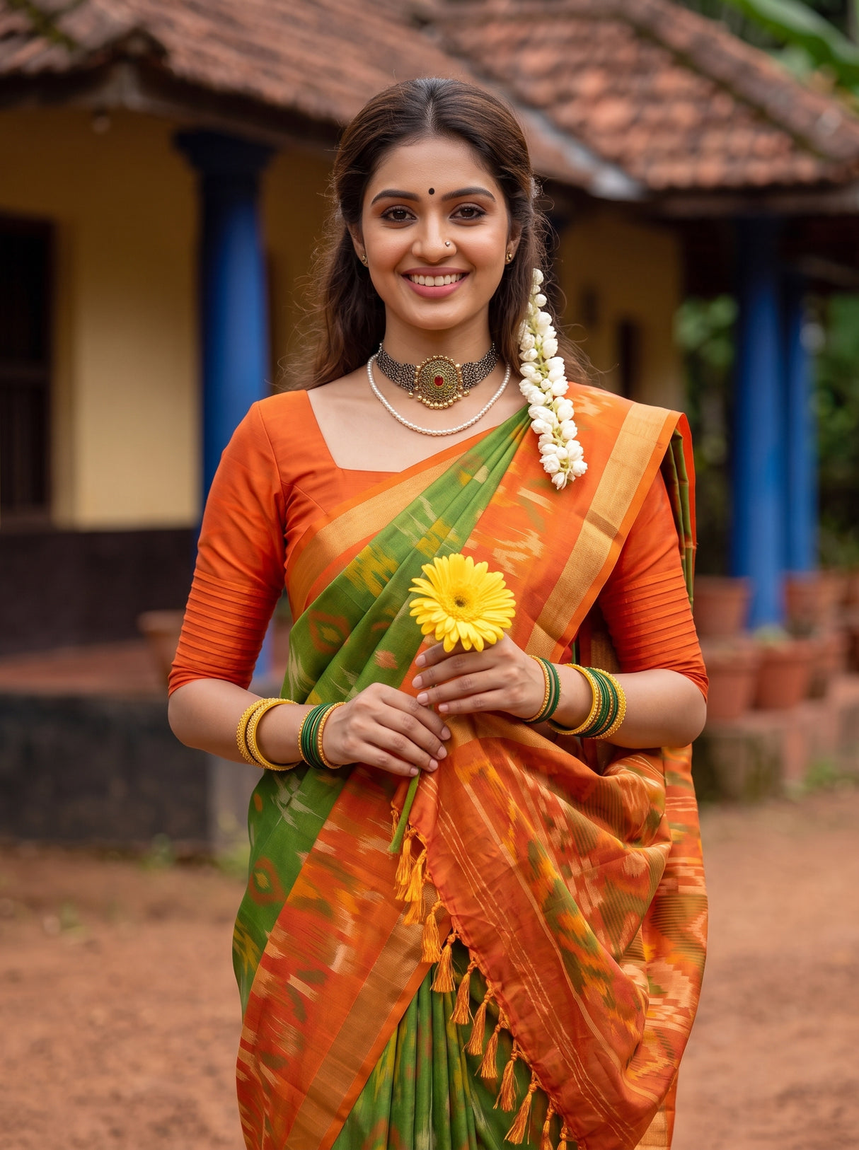 MIMOSA Green Saree Saree — pose 10 styling detail