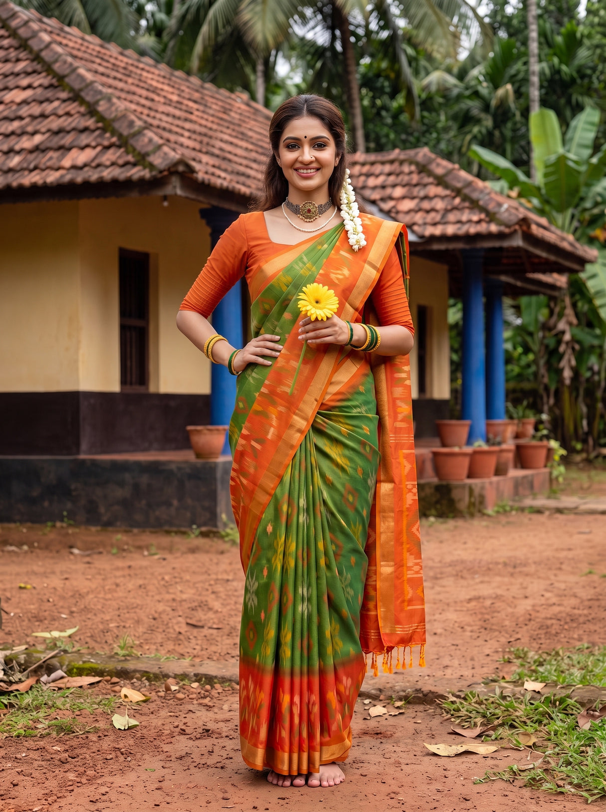 MIMOSA Green Saree Saree — pose 4 styling detail
