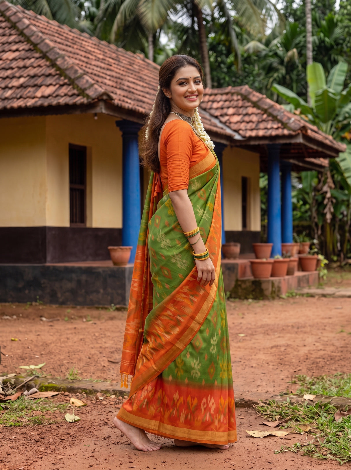 MIMOSA Green Saree Saree — pose 5 styling detail
