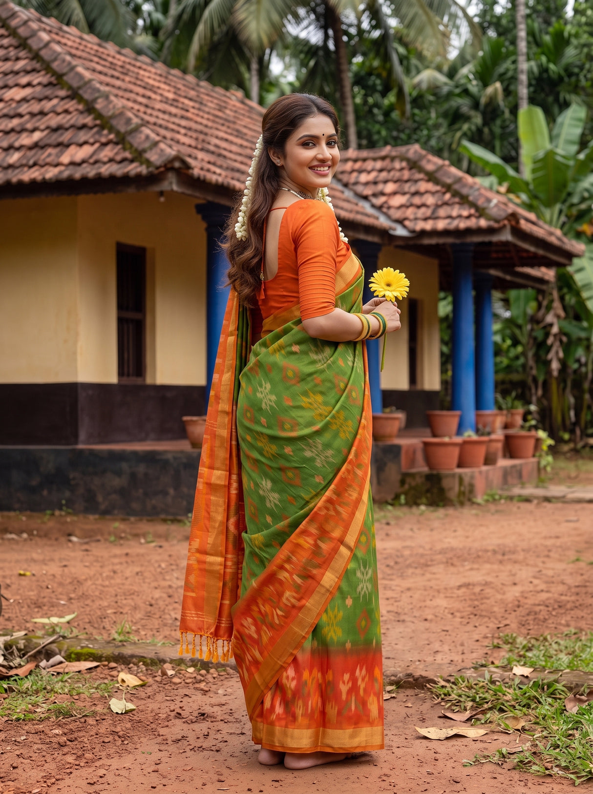 MIMOSA Green Saree Saree — pose 7 styling detail