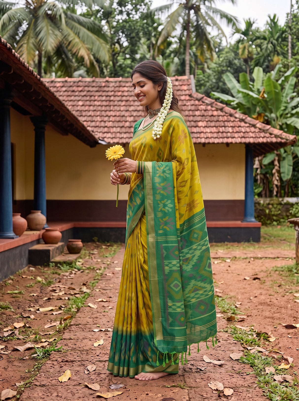 MIMOSA Olive Saree Saree — pose 3 styling detail