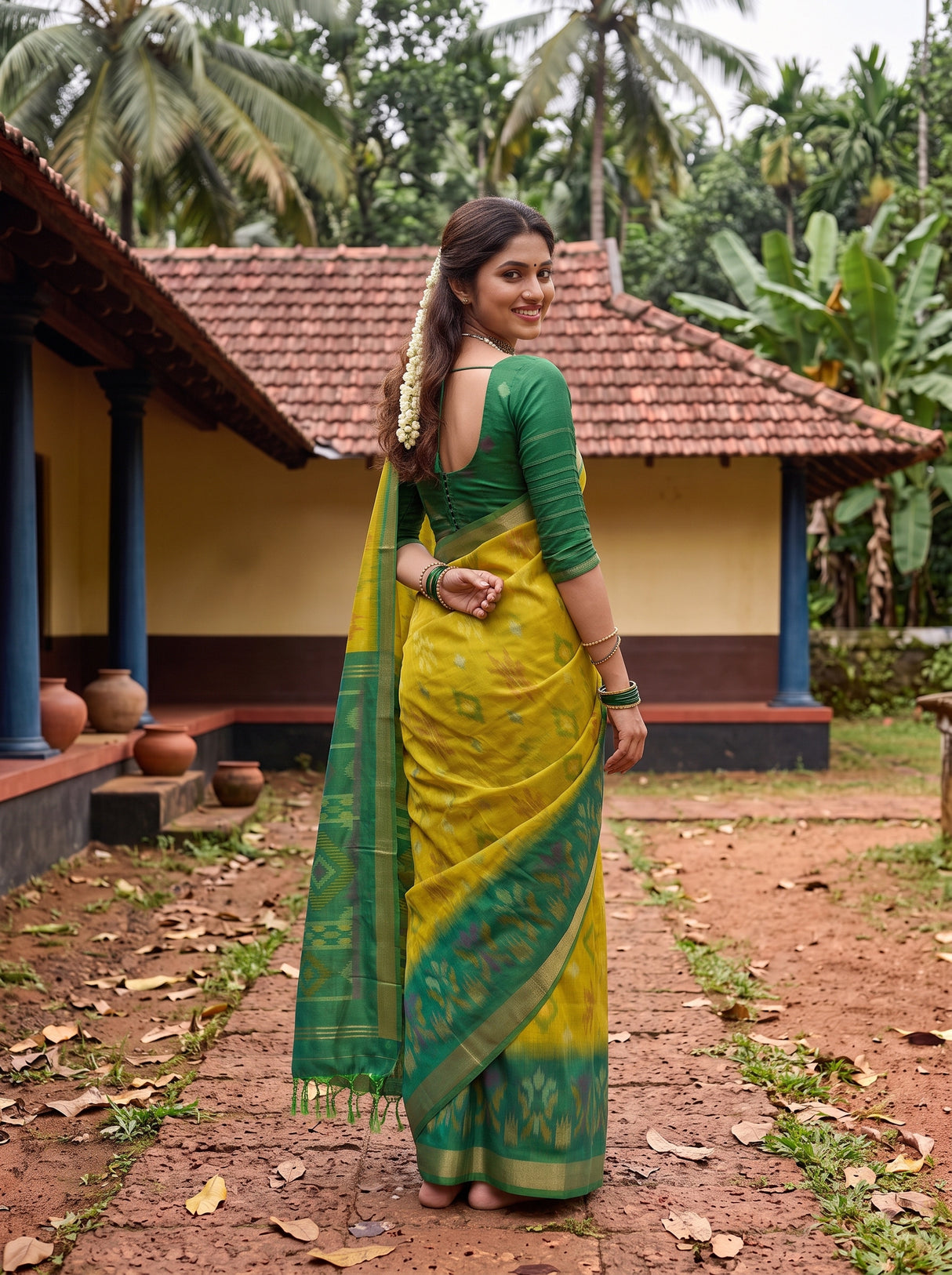 MIMOSA Olive Saree Saree — pose 7 styling detail