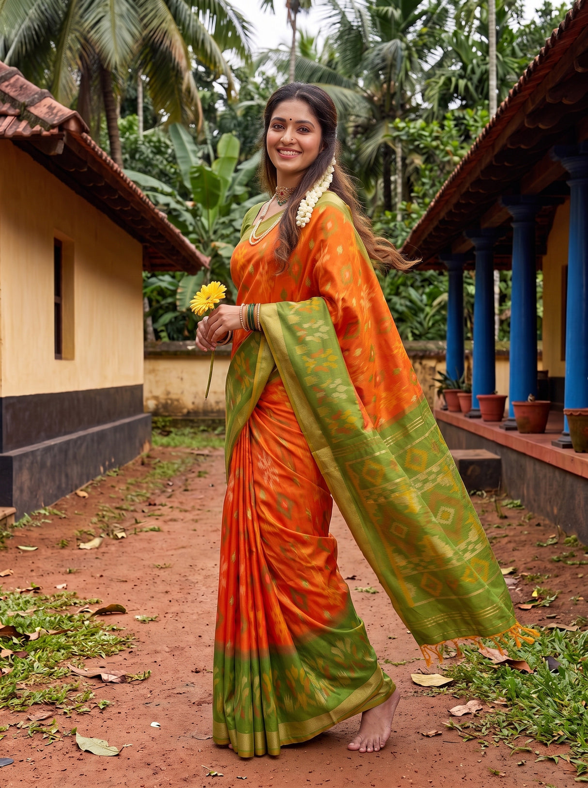 MIMOSA Orange Saree Saree — pose 9 styling detail