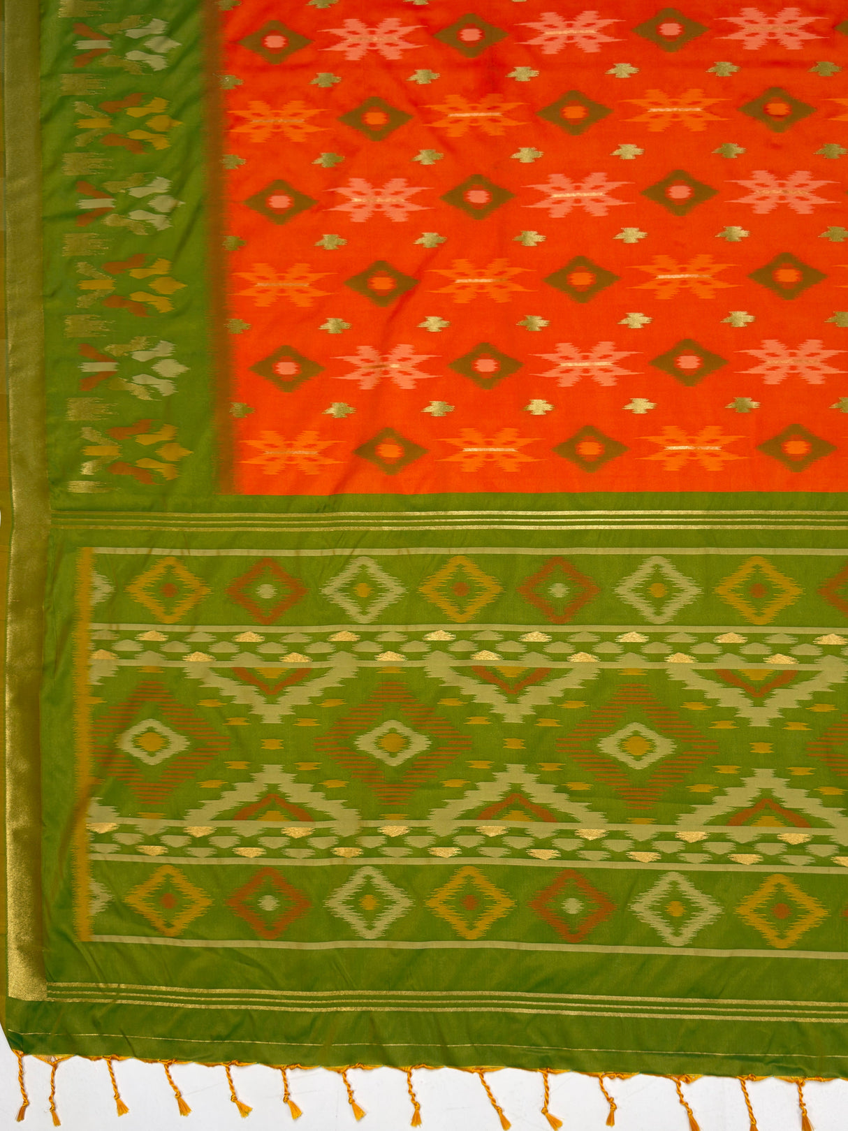 MIMOSA Orange Saree Saree — pallu and zari work detail