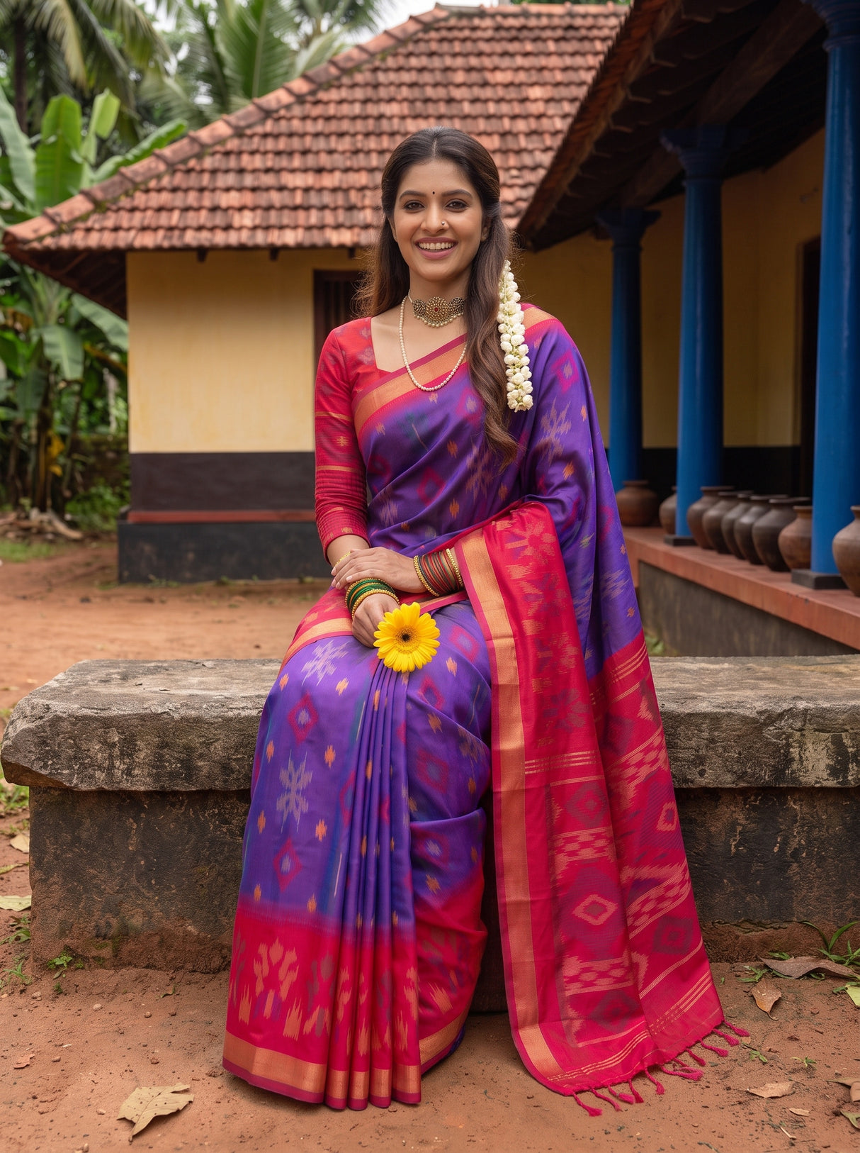 MIMOSA Purple Saree Saree — pose 8 styling detail