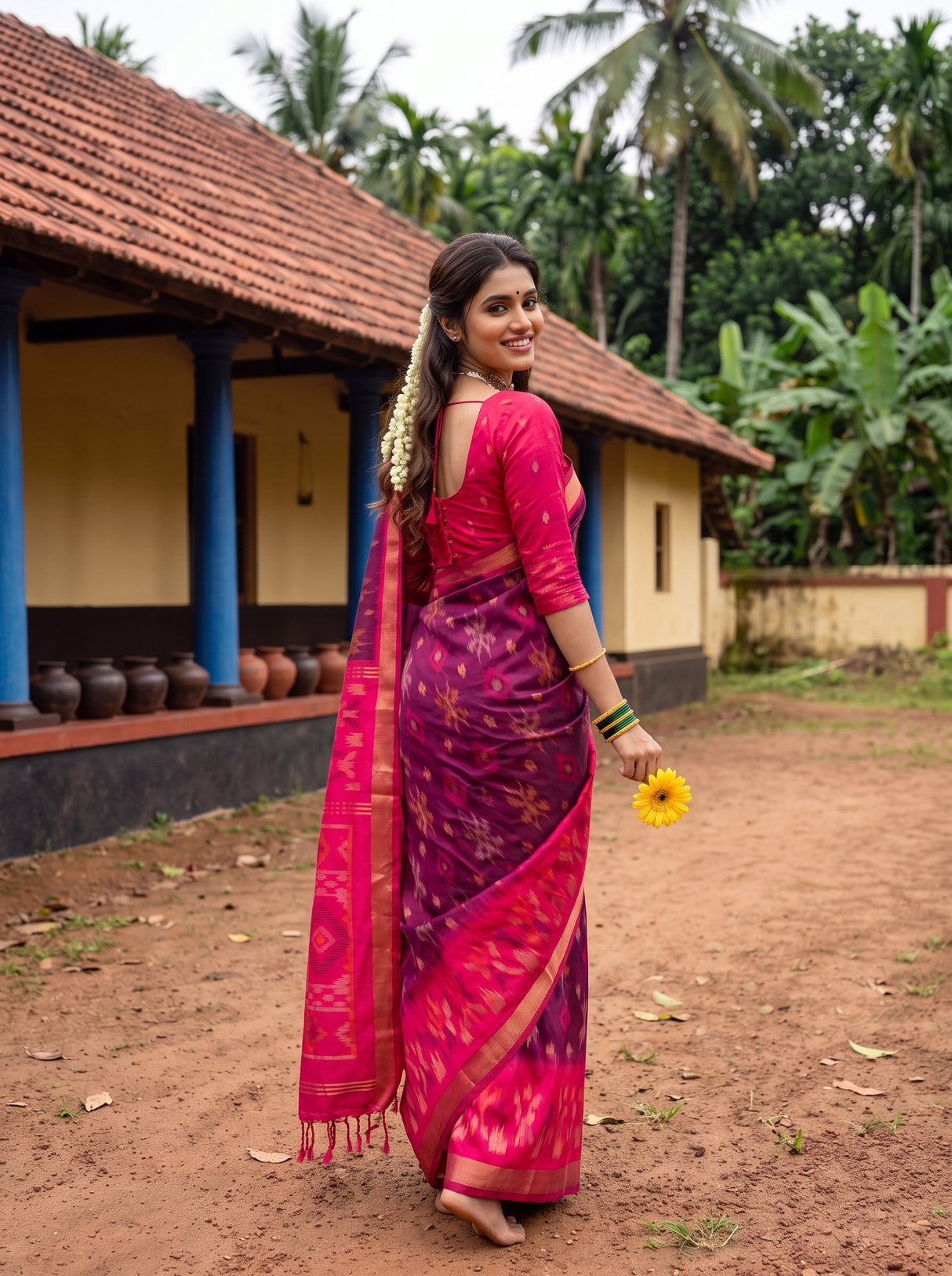 MIMOSA Wine Saree Saree — pose 7 styling detail