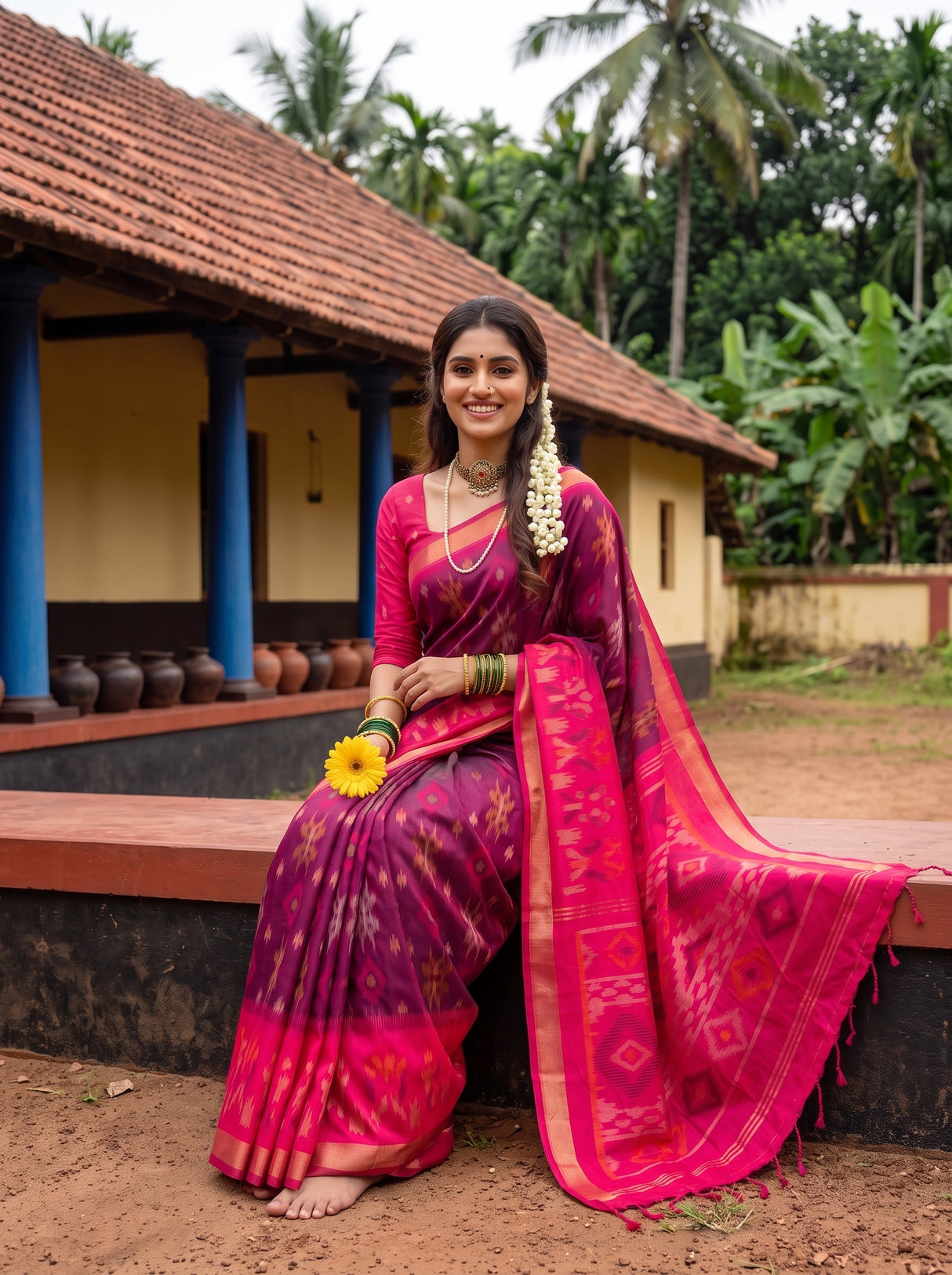 MIMOSA Wine Saree Saree — pose 8 styling detail
