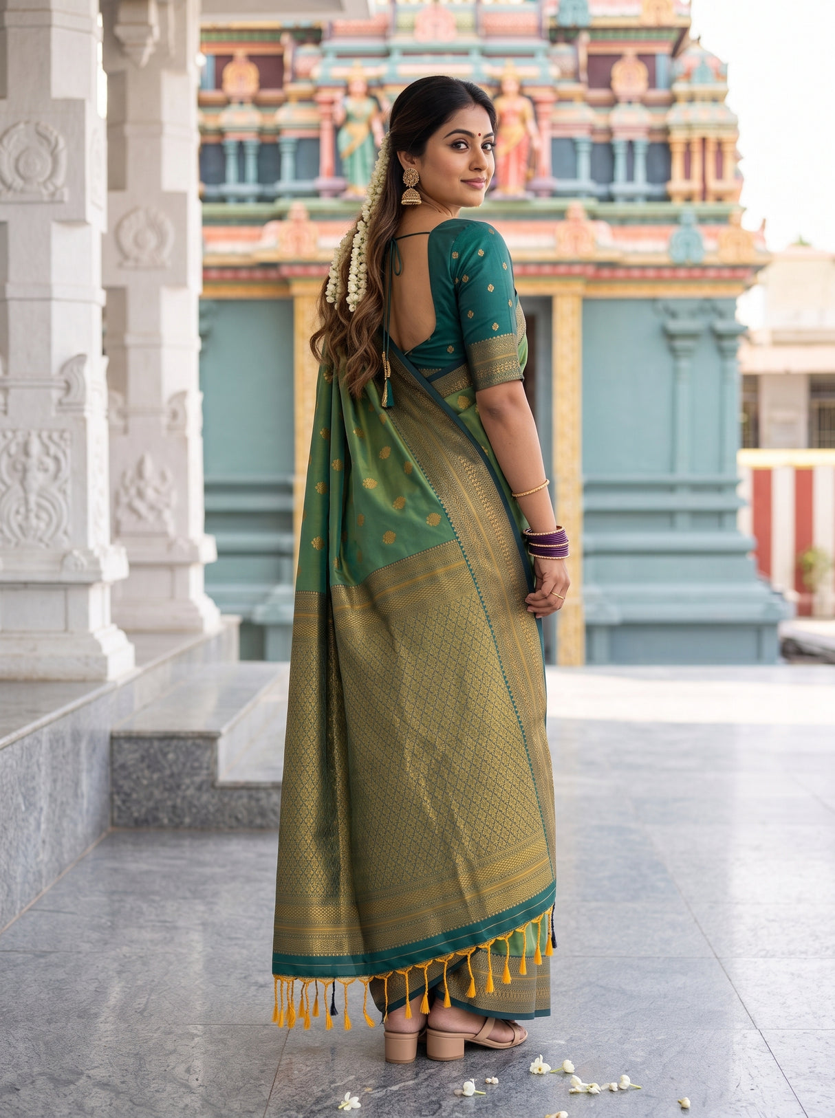 MIMOSA Green Saree Saree — pose 5 styling detail