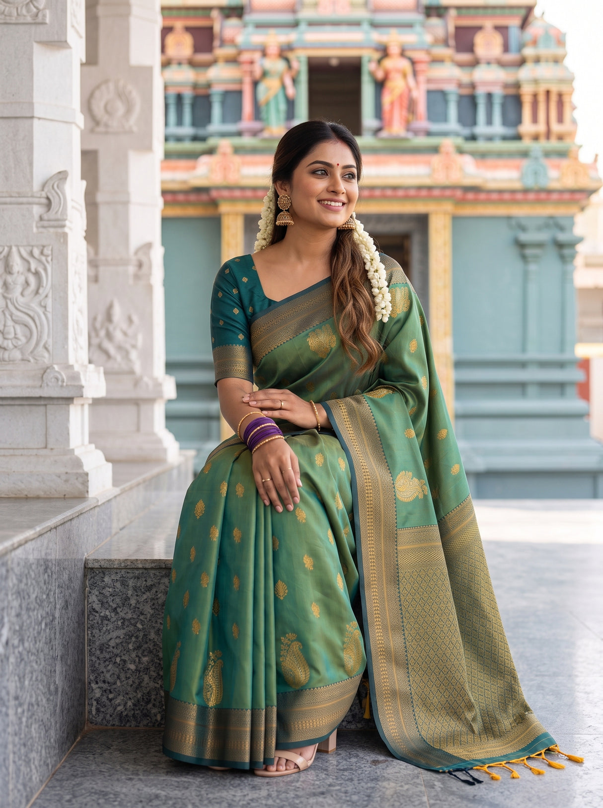 MIMOSA Green Saree Saree — pose 8 styling detail