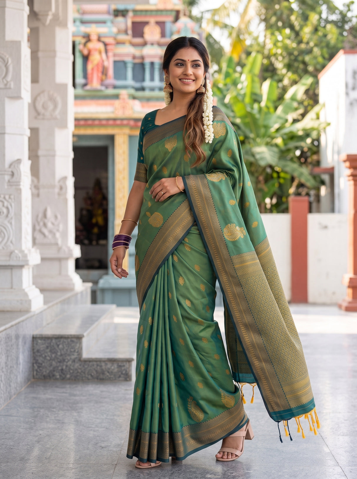 MIMOSA Green Saree Saree — pose 9 styling detail
