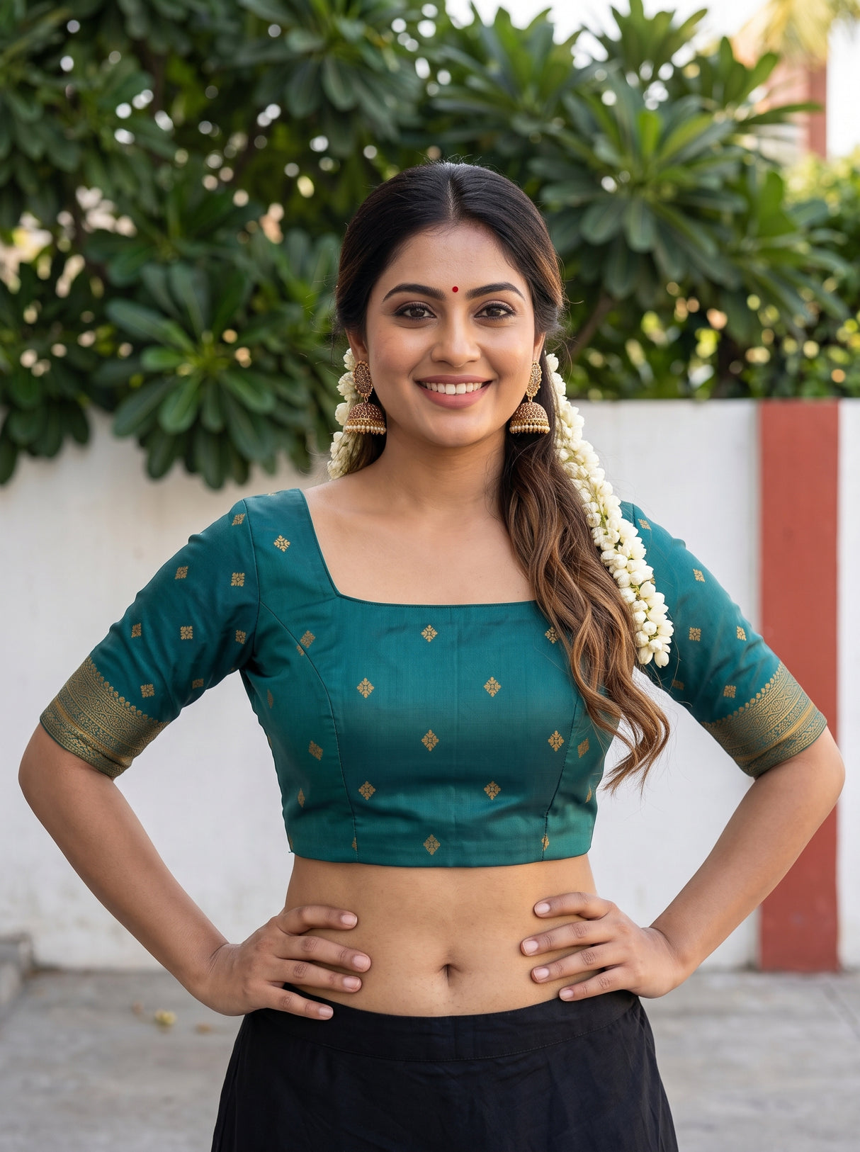 MIMOSA Green Saree Saree — blouse close-up
