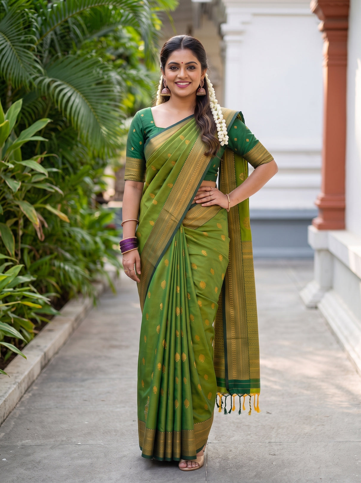 MIMOSA Olive Saree Saree — pose 4 styling detail