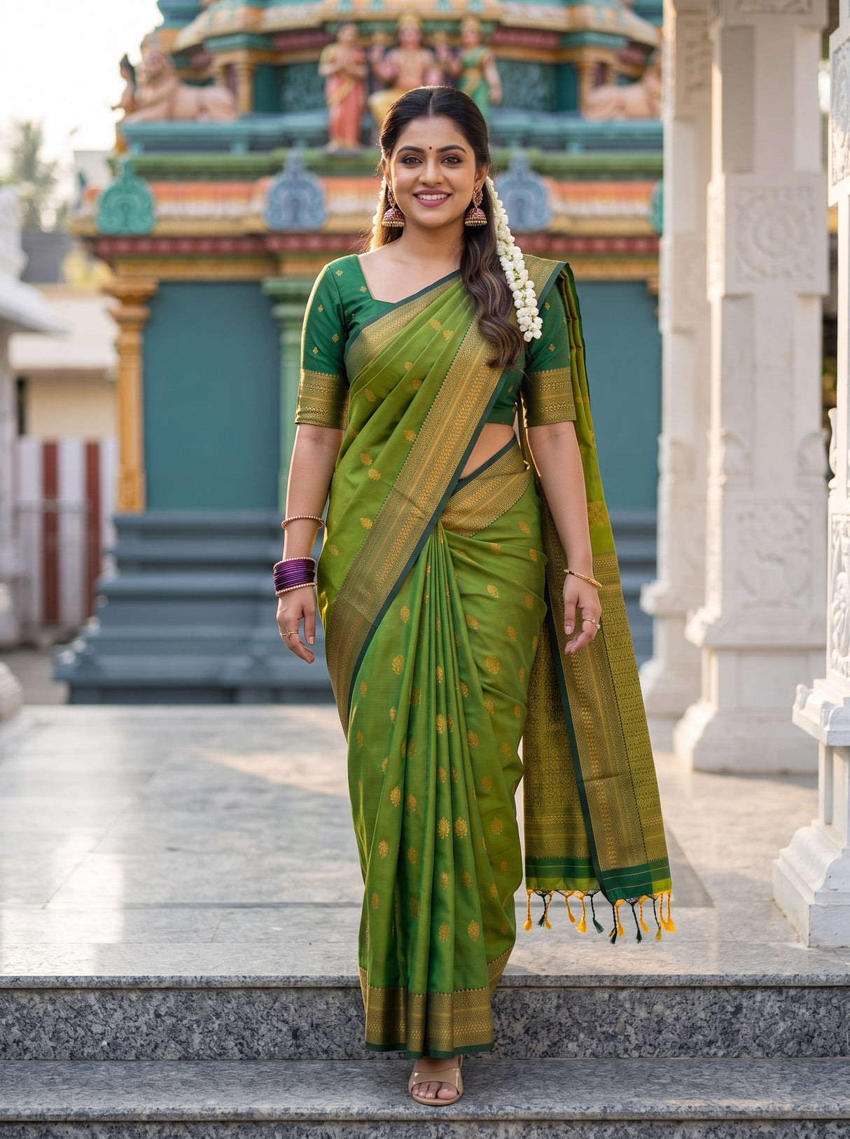 MIMOSA Olive Saree Saree — pose 6 styling detail