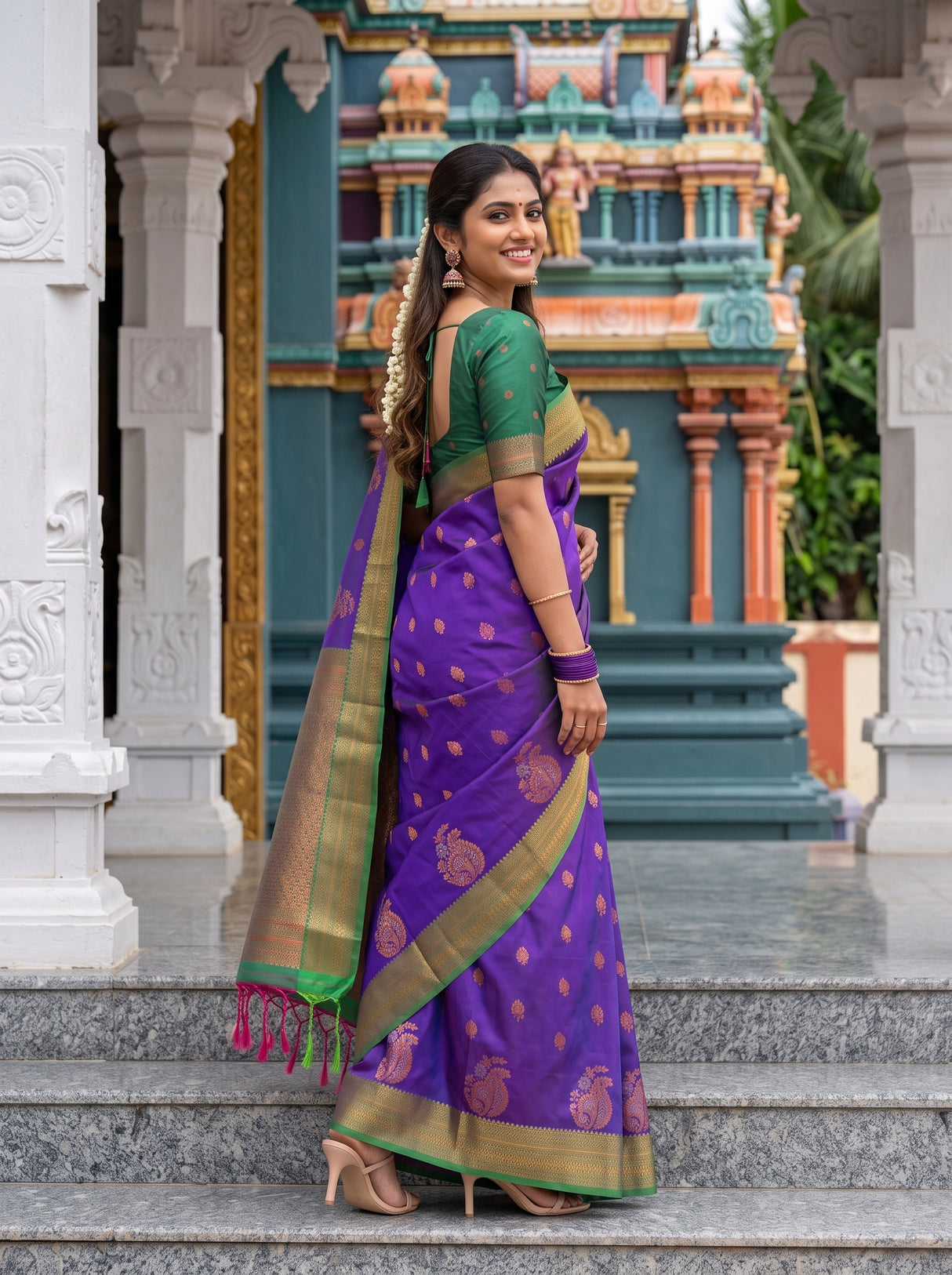 MIMOSA Purple Saree Saree — pose 5 styling detail