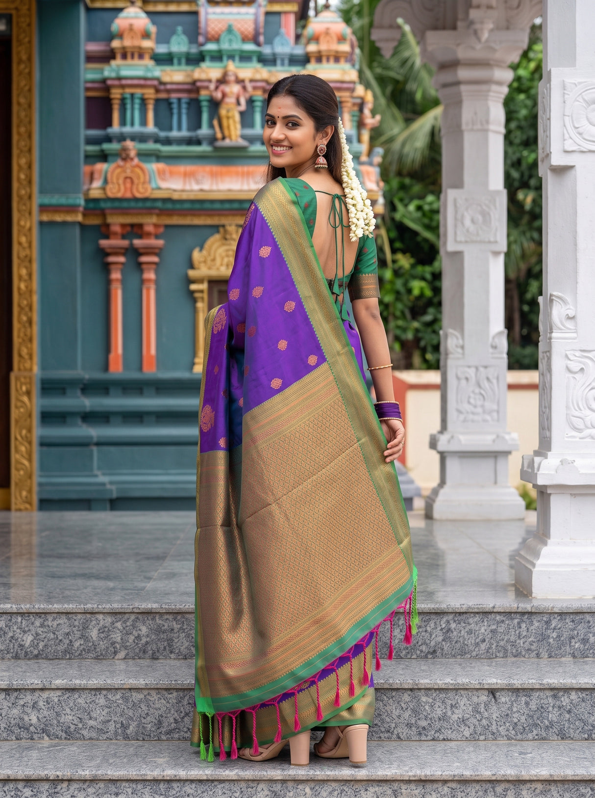 MIMOSA Purple Saree Saree — pose 7 styling detail