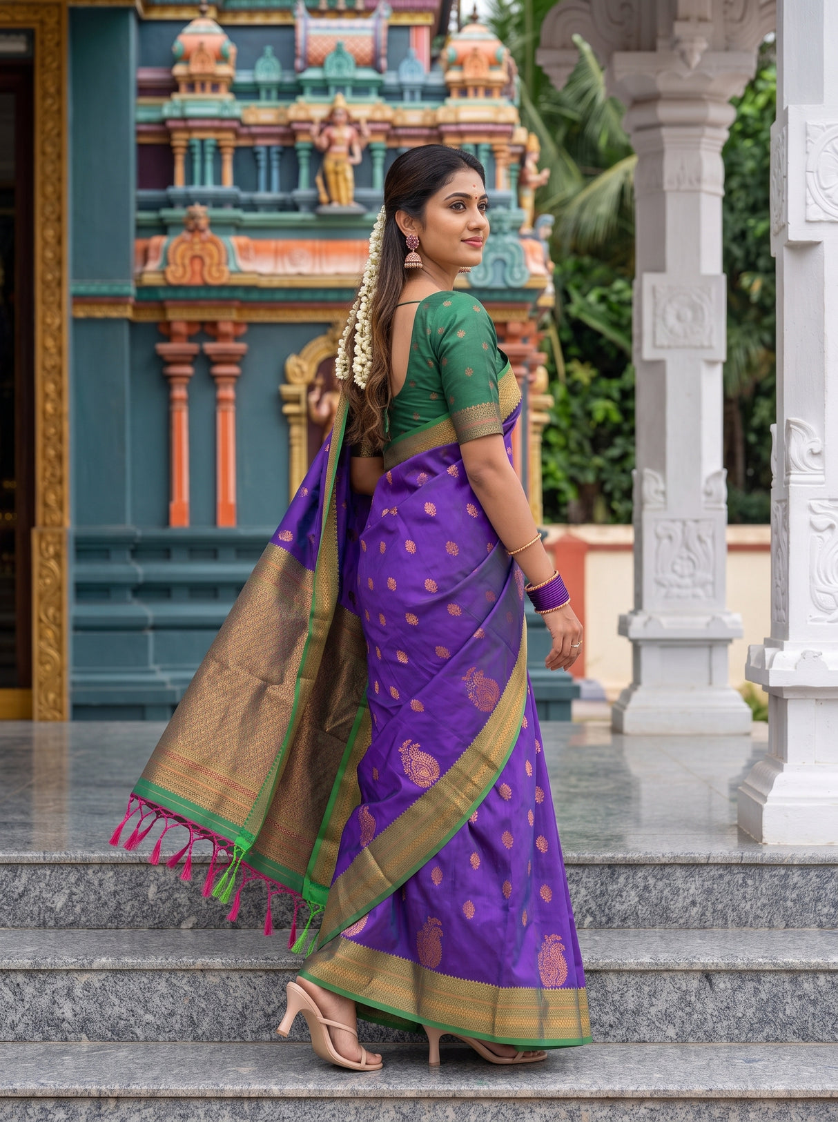 MIMOSA Purple Saree Saree — pose 9 styling detail