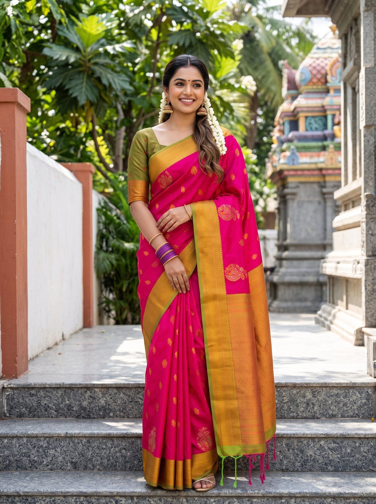 MIMOSA Rani Saree Saree — front view on mannequin