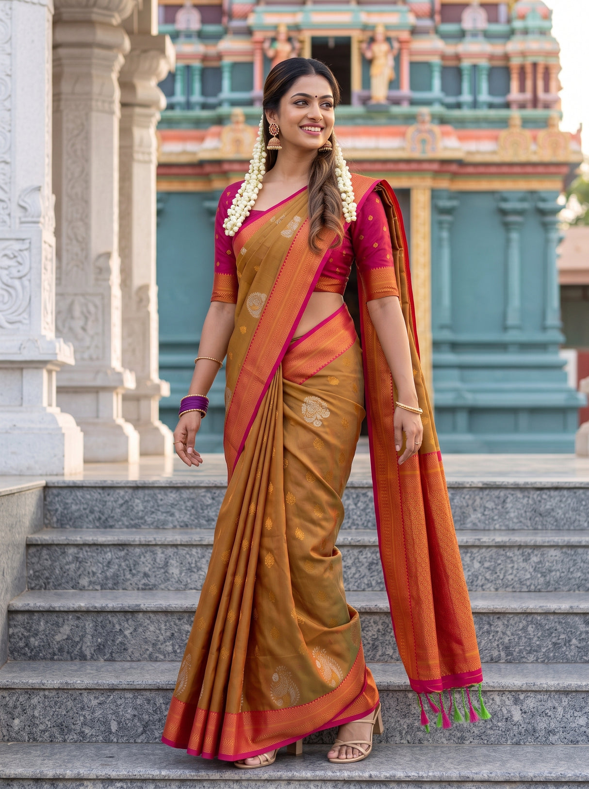 MIMOSA Rust Saree Saree — pose 9 styling detail