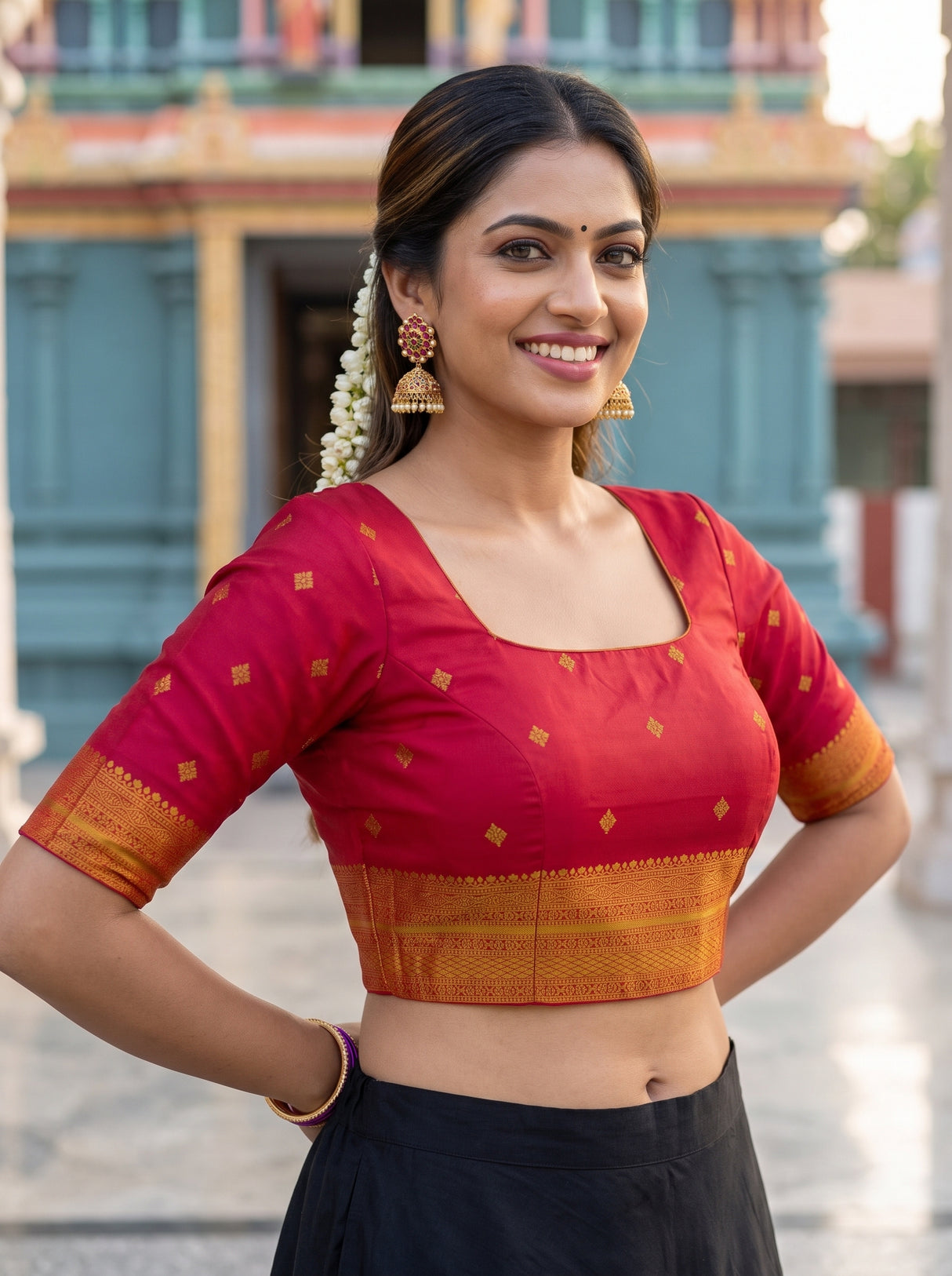 MIMOSA Rust Saree Saree — blouse close-up