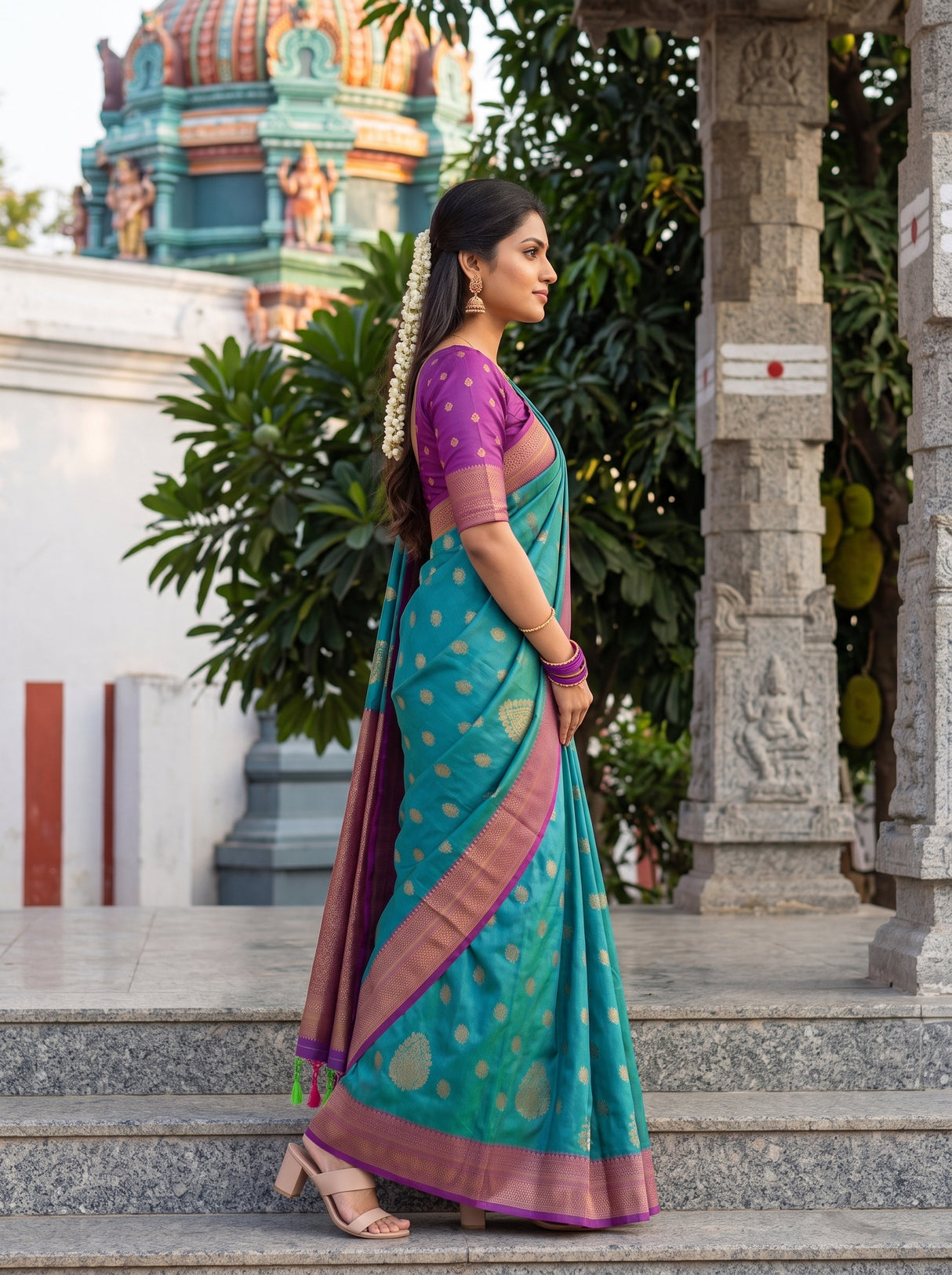 MIMOSA Sapphire Saree Saree — pose 3 styling detail