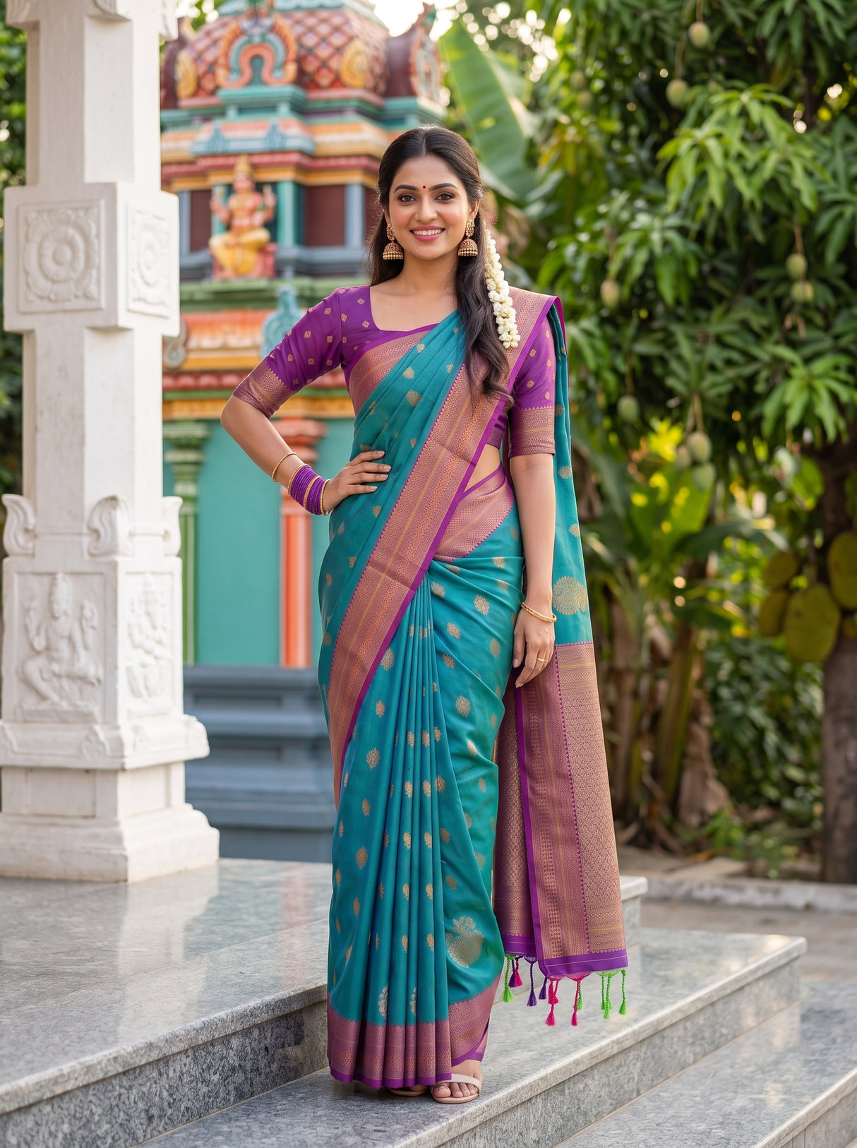 MIMOSA Sapphire Saree Saree — pose 4 styling detail