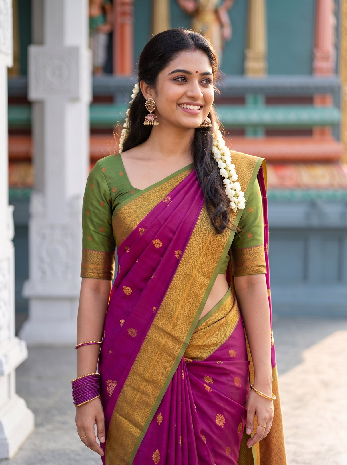 MIMOSA Wine Saree Saree — pose 10 styling detail