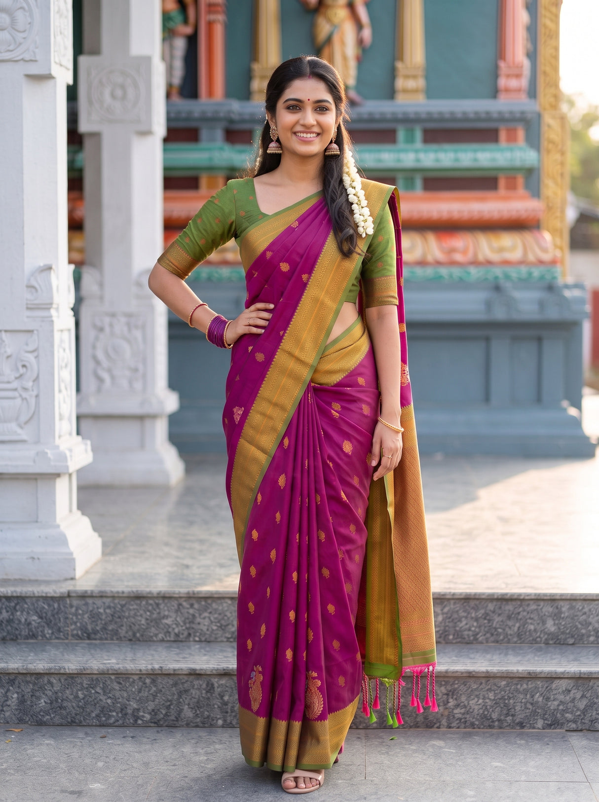 MIMOSA Wine Saree Saree — pose 4 styling detail