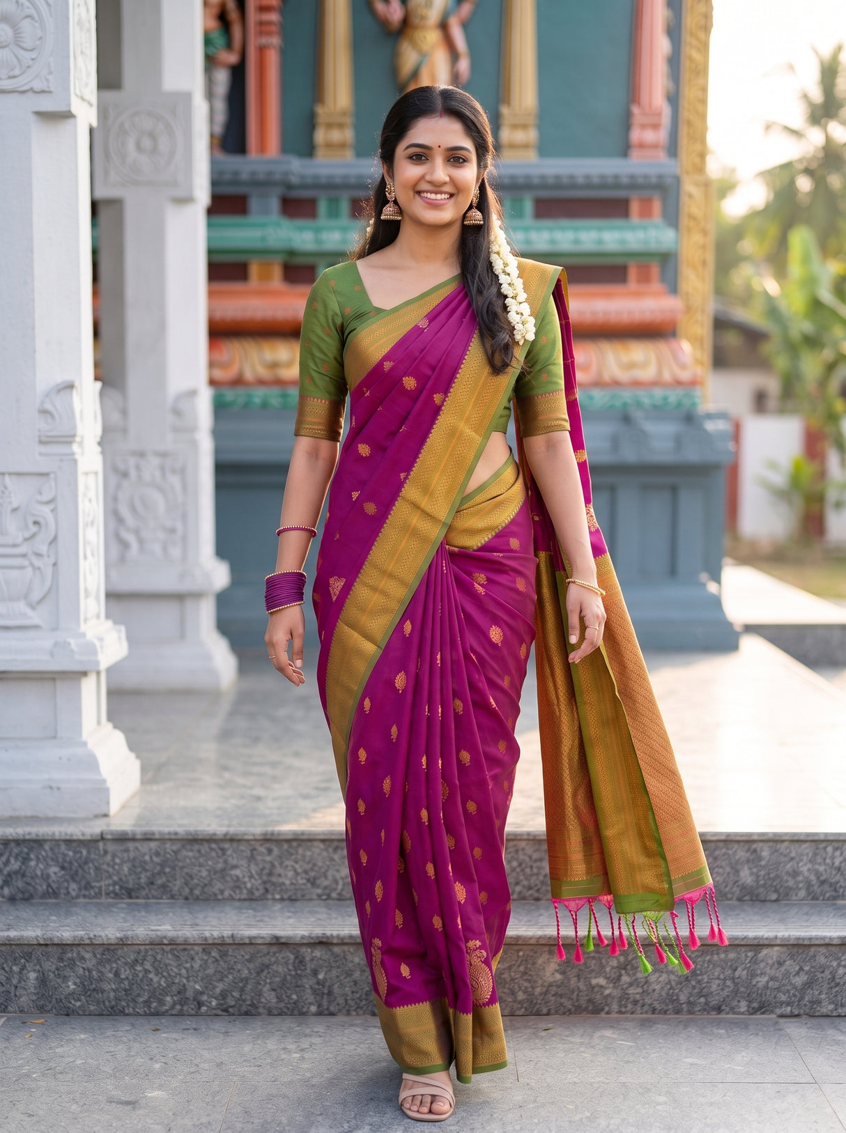 MIMOSA Wine Saree Saree — pose 6 styling detail